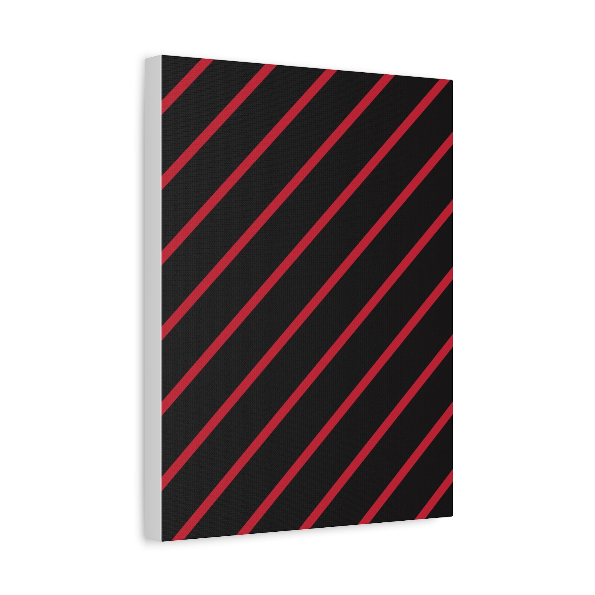 Crimson Diagonal Stripes Matte Canvas Art