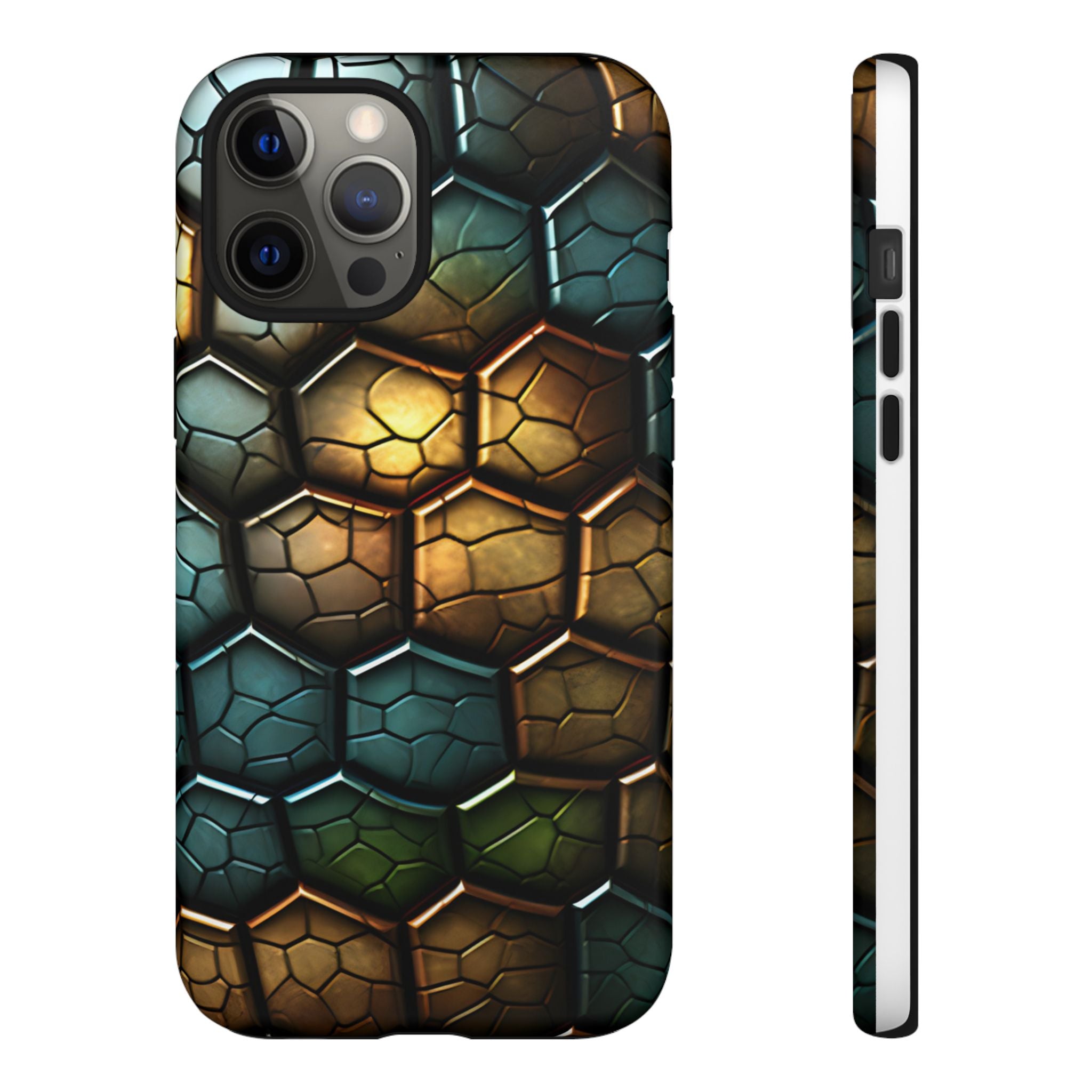 HexaScale iPhone Case: Teal & Bronze