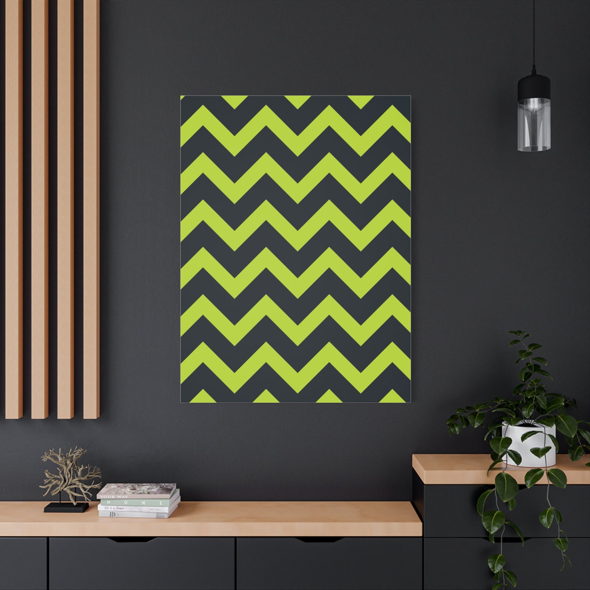 Lime & Forest Green Zigzag Canvas Art