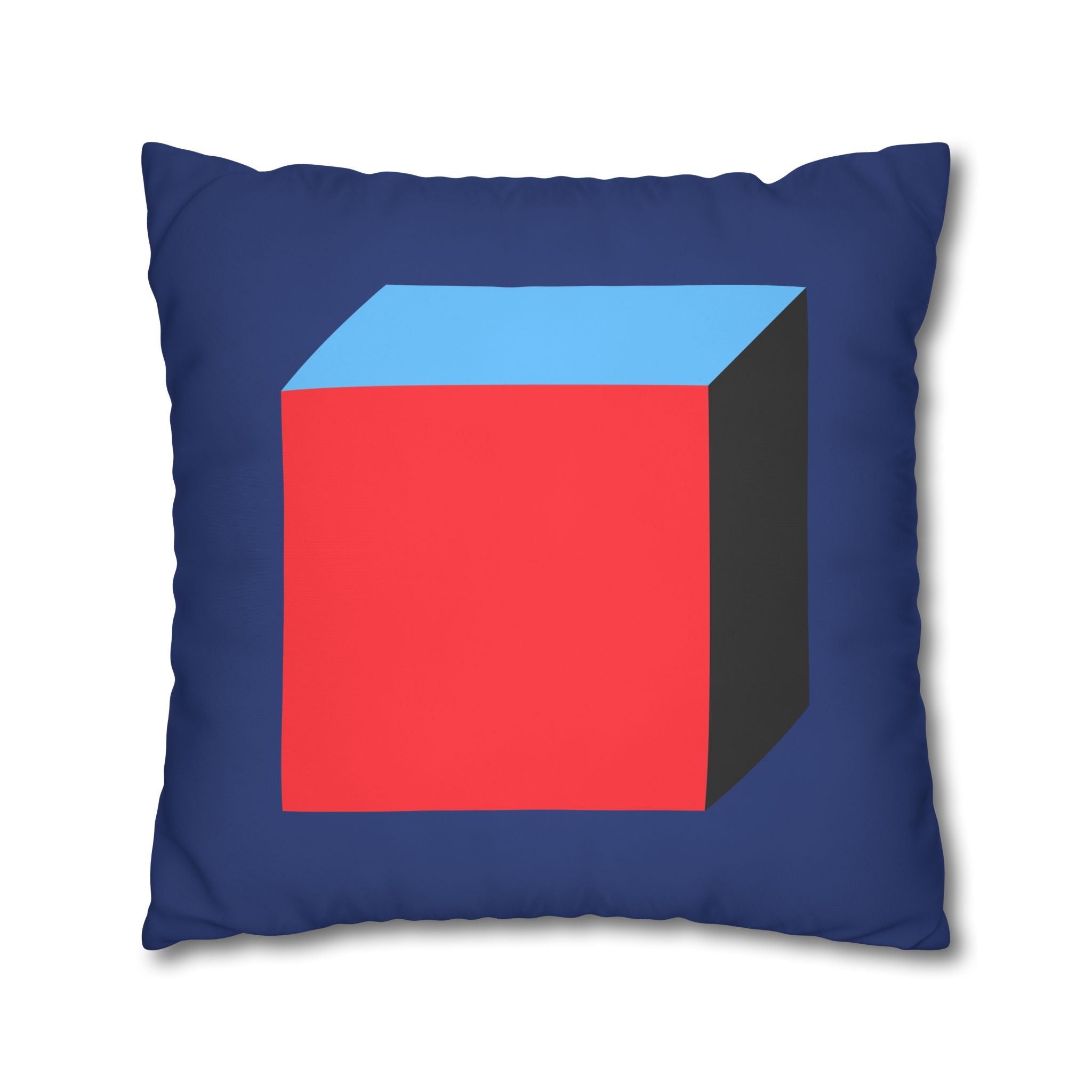 Geometric Cube Pillowcase - Red & Blue