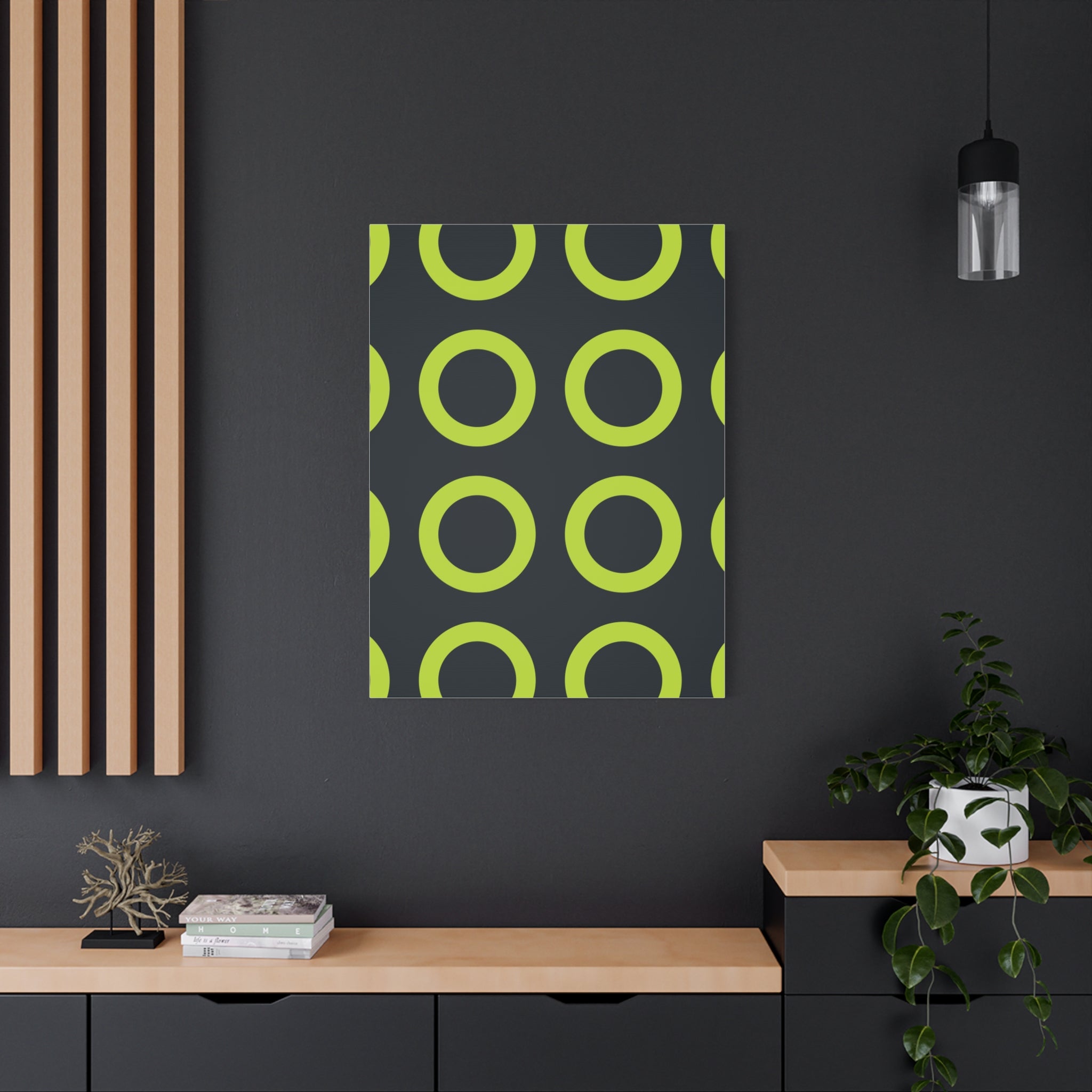 Lime Green Circle Canvas Art - Teal