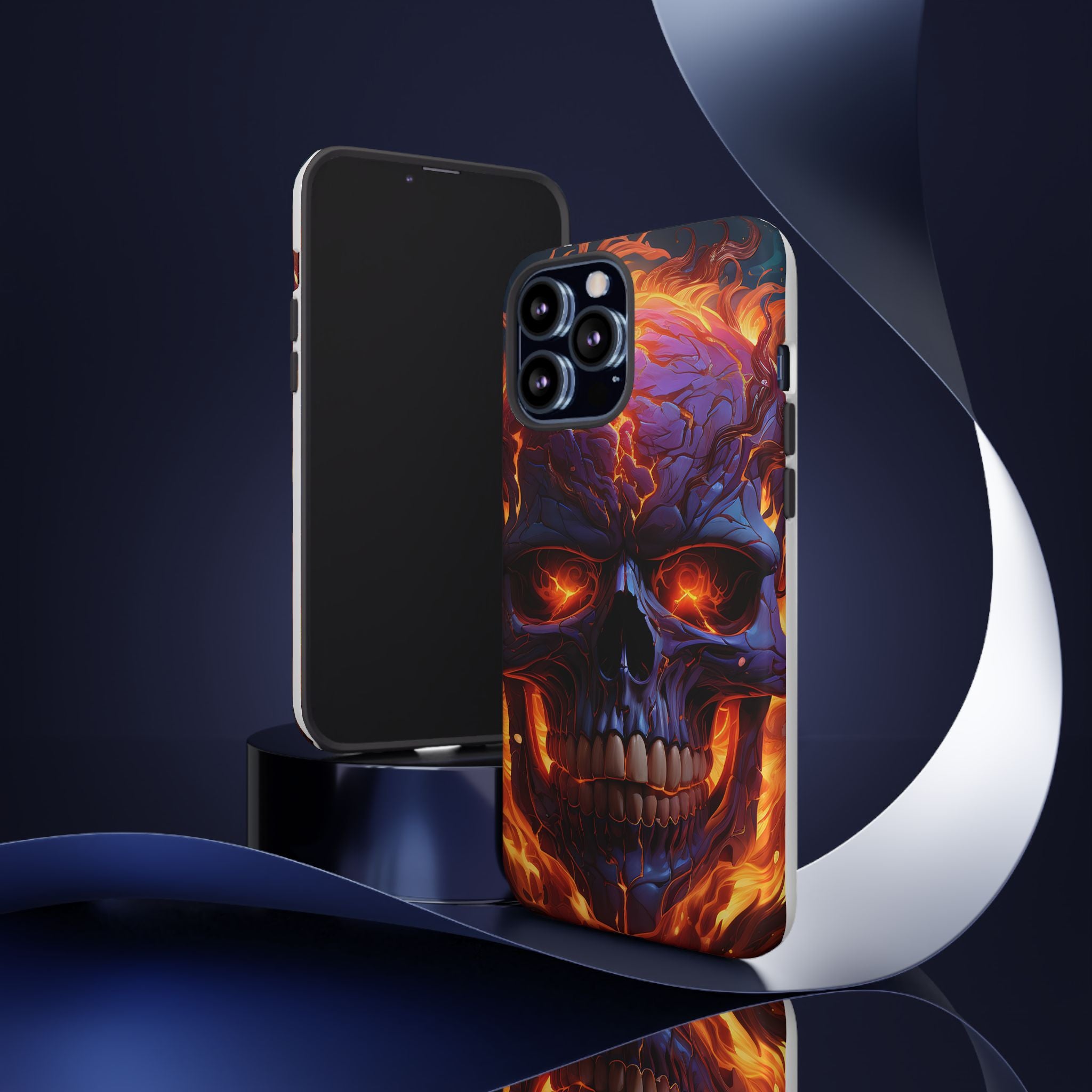 Fiery Skull Hexagon iPhone Case - Rugged Texture