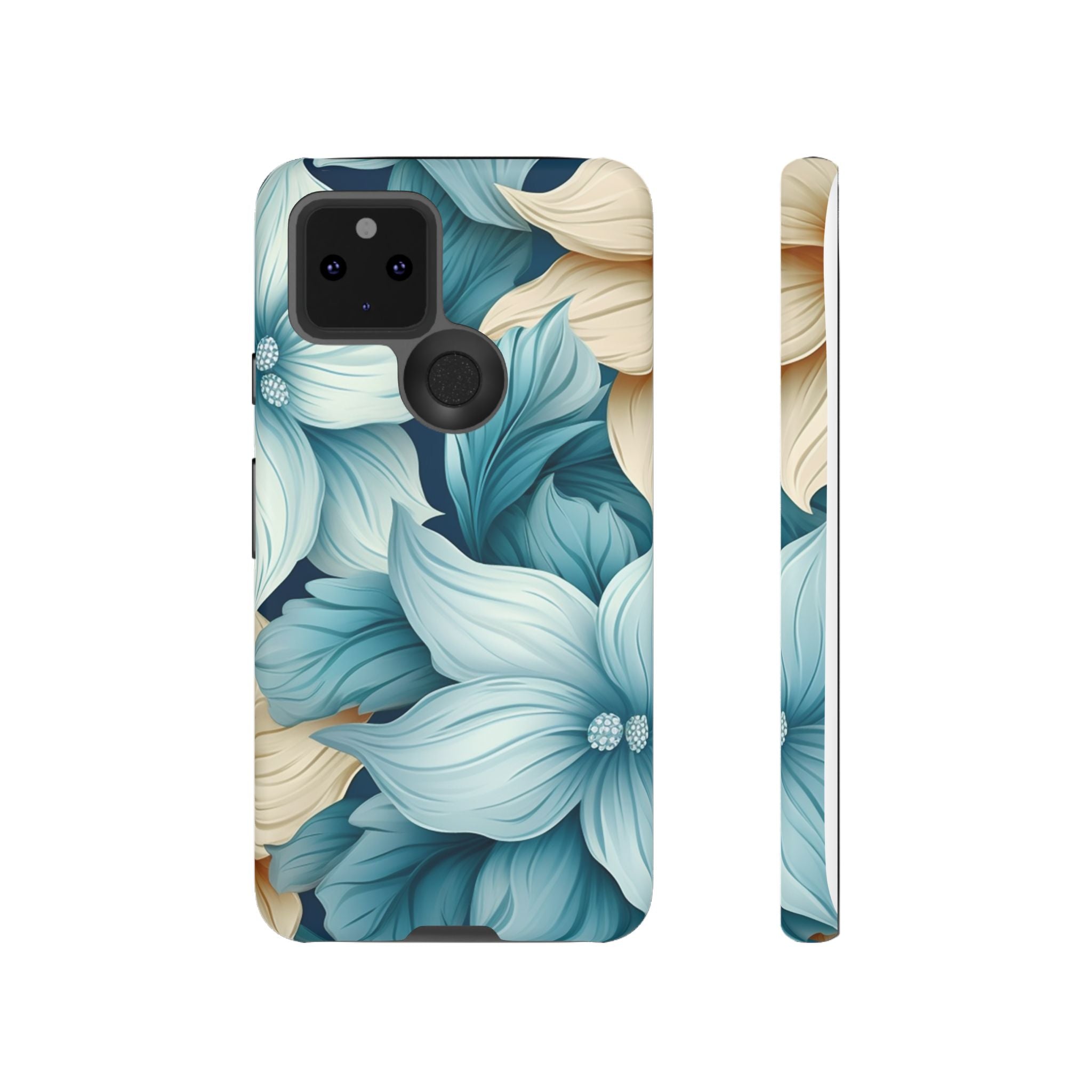 Teal Floral Google Pixel Case (All Models) - Elegant Design