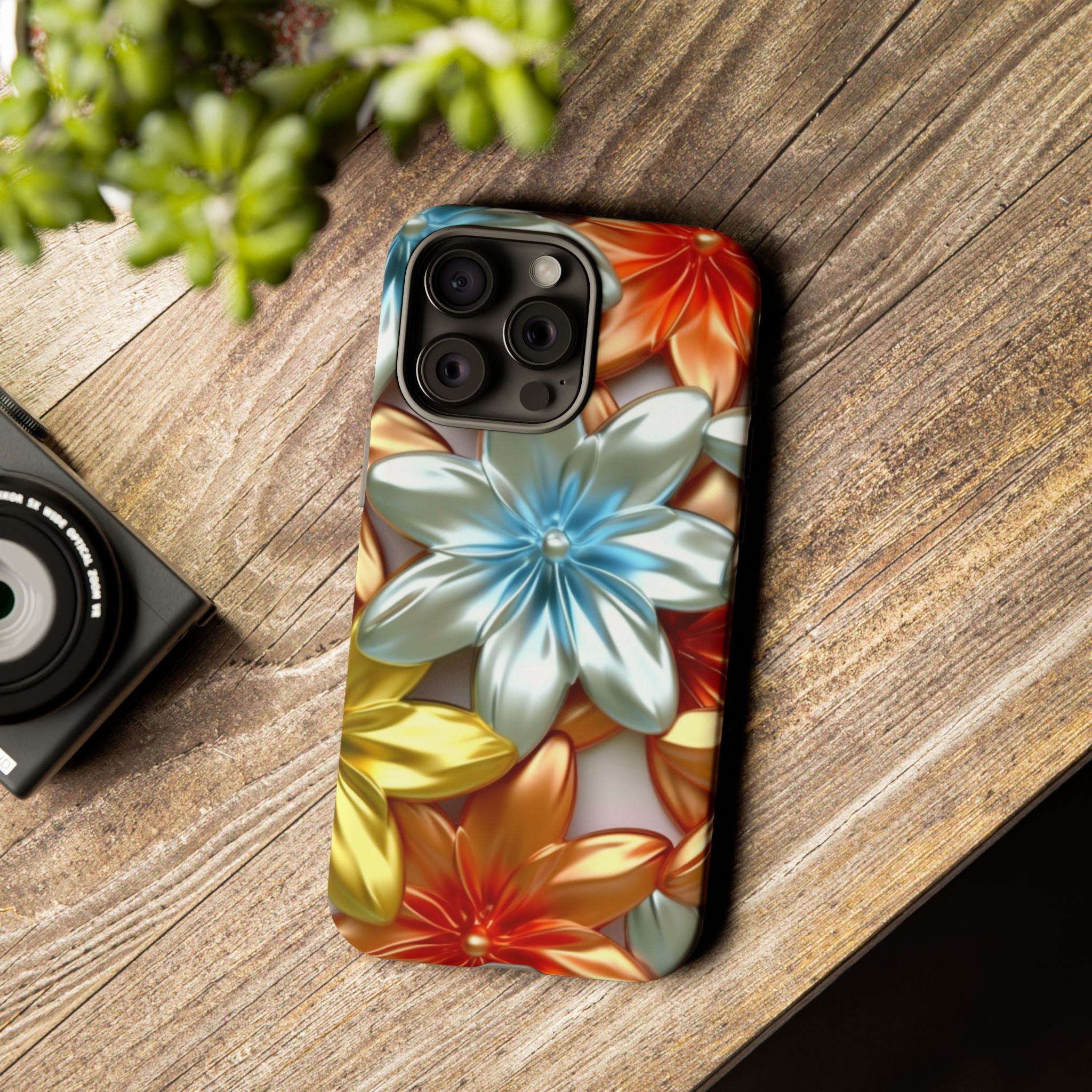 Metallic Flower Hexagon iPhone Case - Rugged