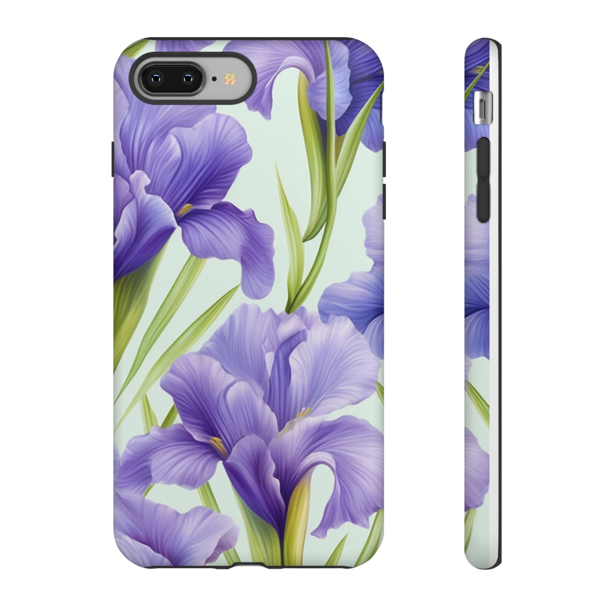 Purple Iris Floral iPhone Case - Hexagon Stone