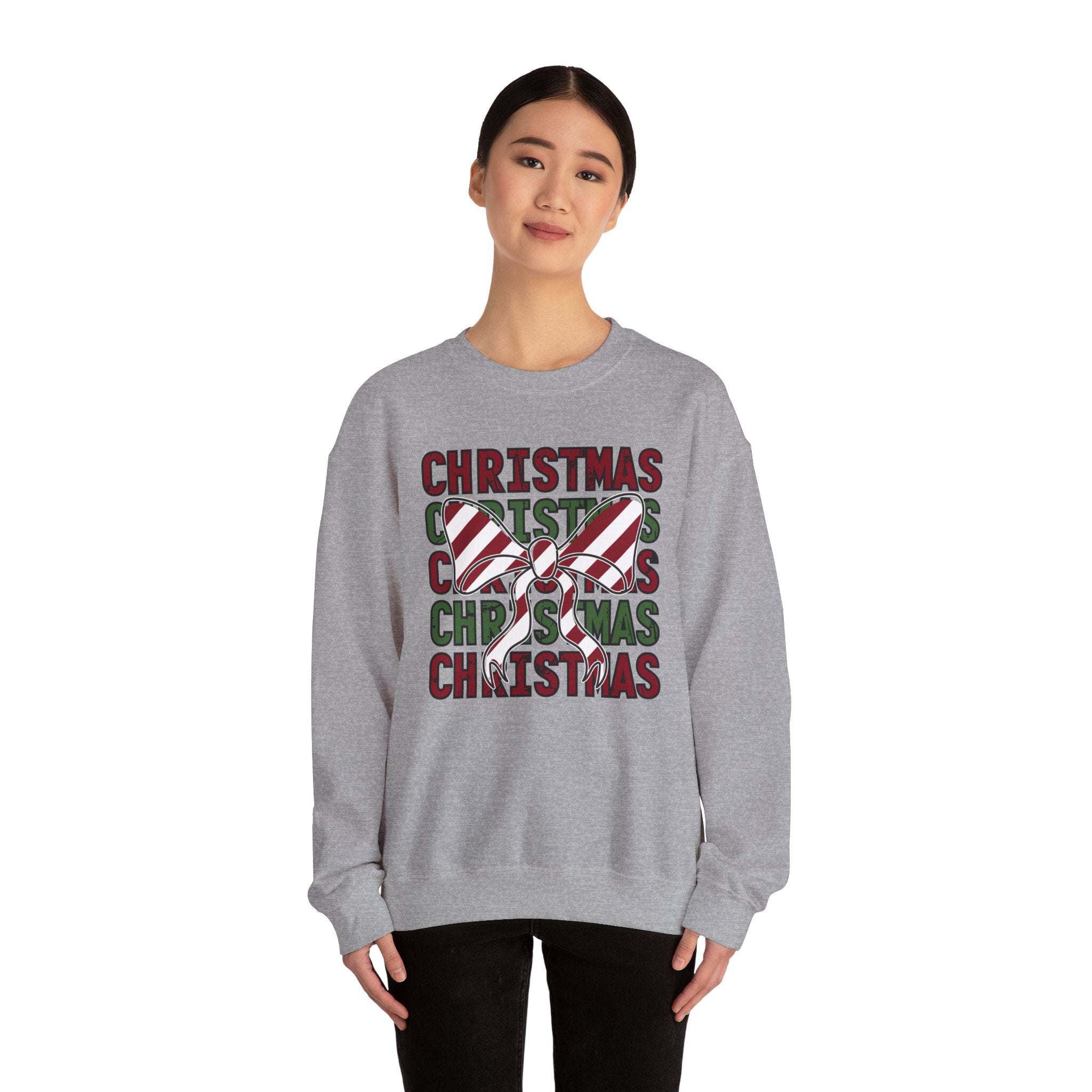 Candy Cane Bow Christmas Sweatshirt