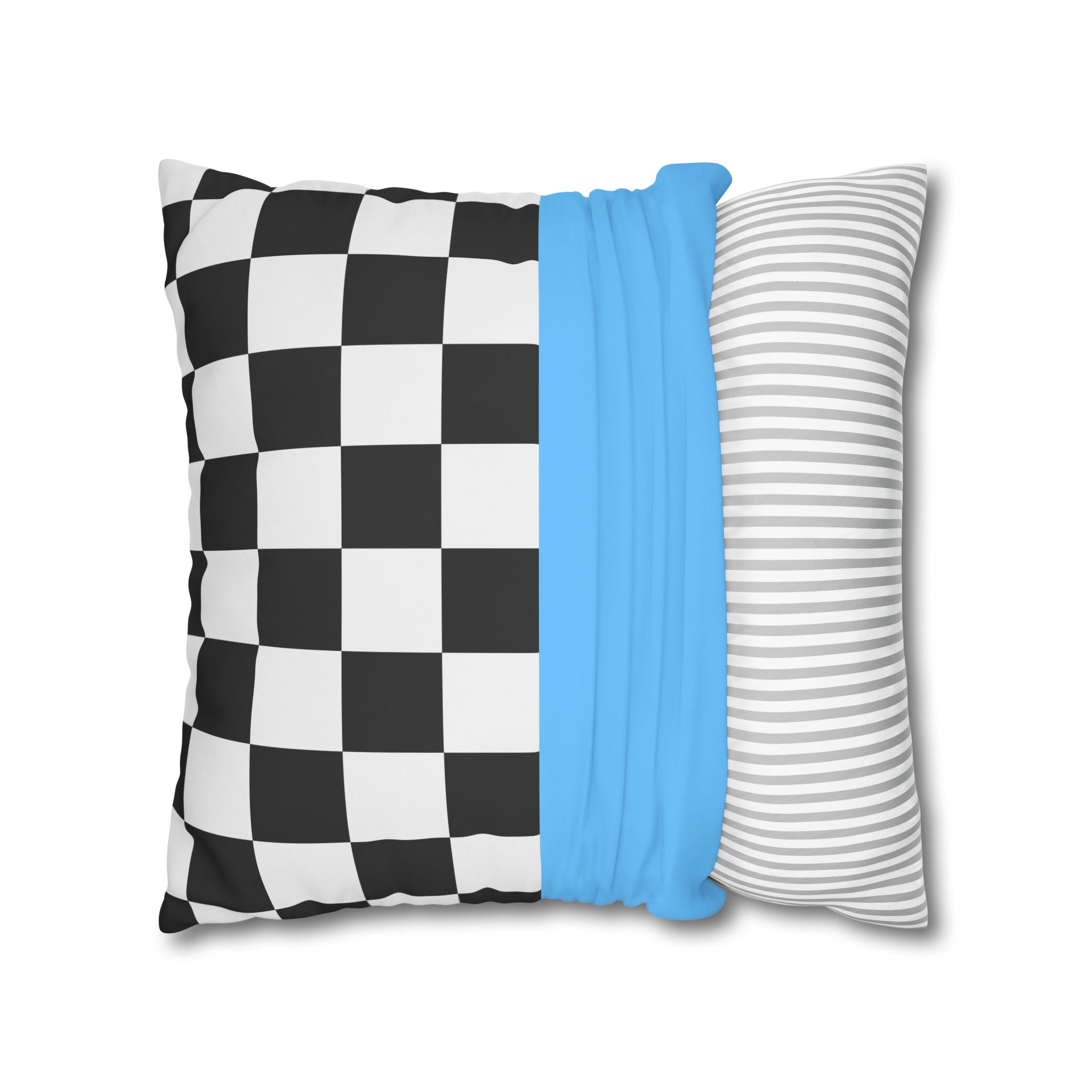 Checkered & Blue Pillowcase - Modern Design