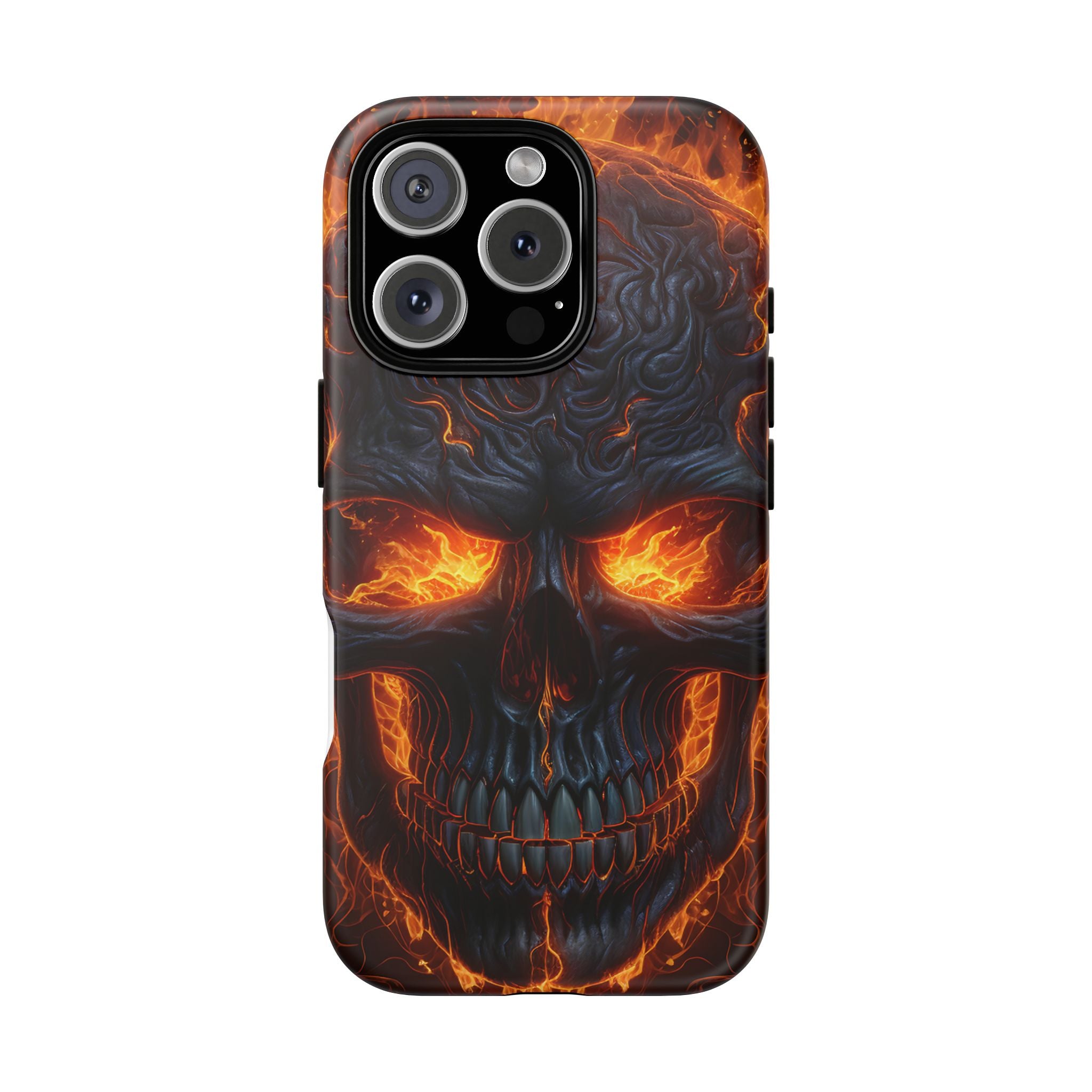 Fiery Skull Hexagon iPhone Case - Rugged Texture