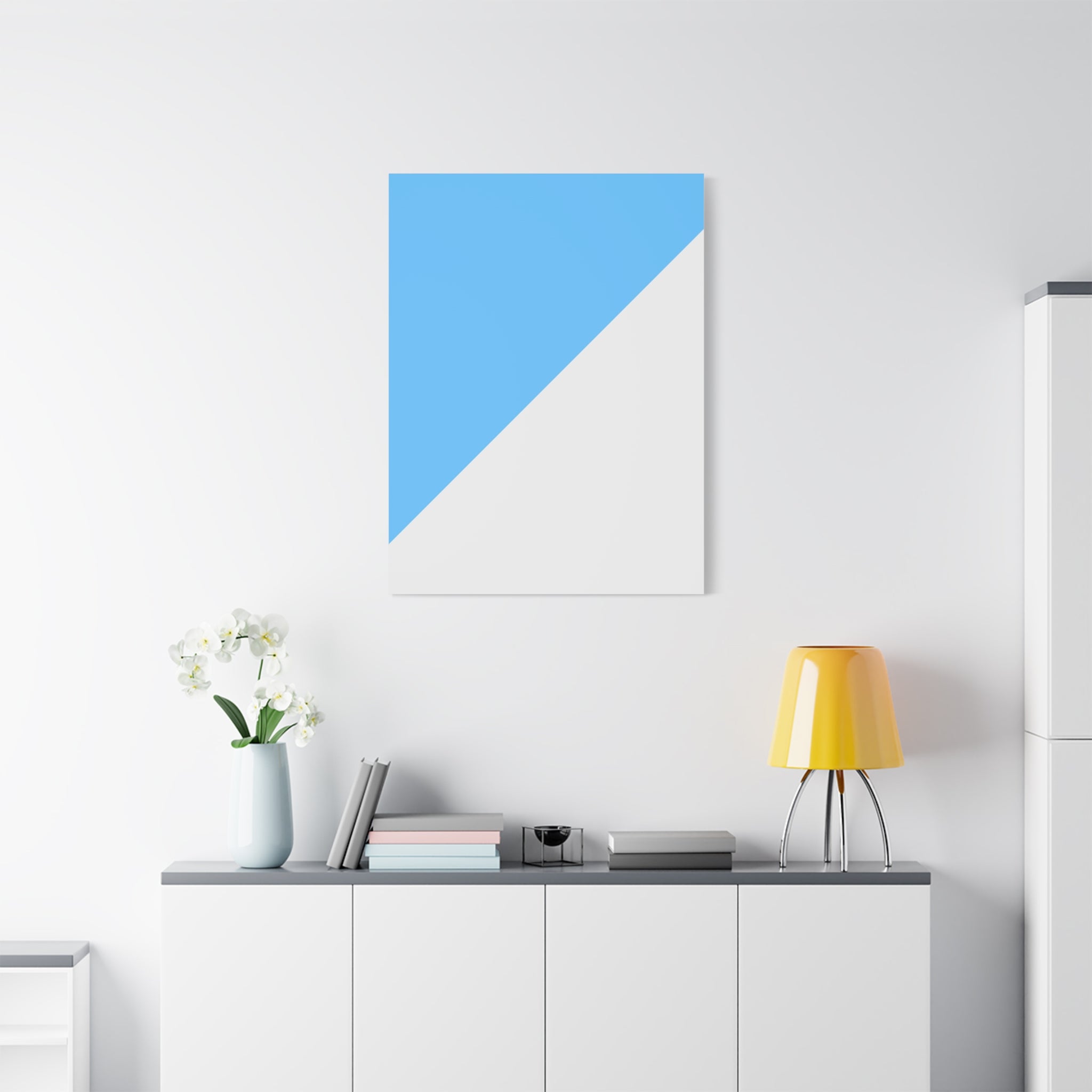 Abstract Blue & Gray Diagonal Canvas Art