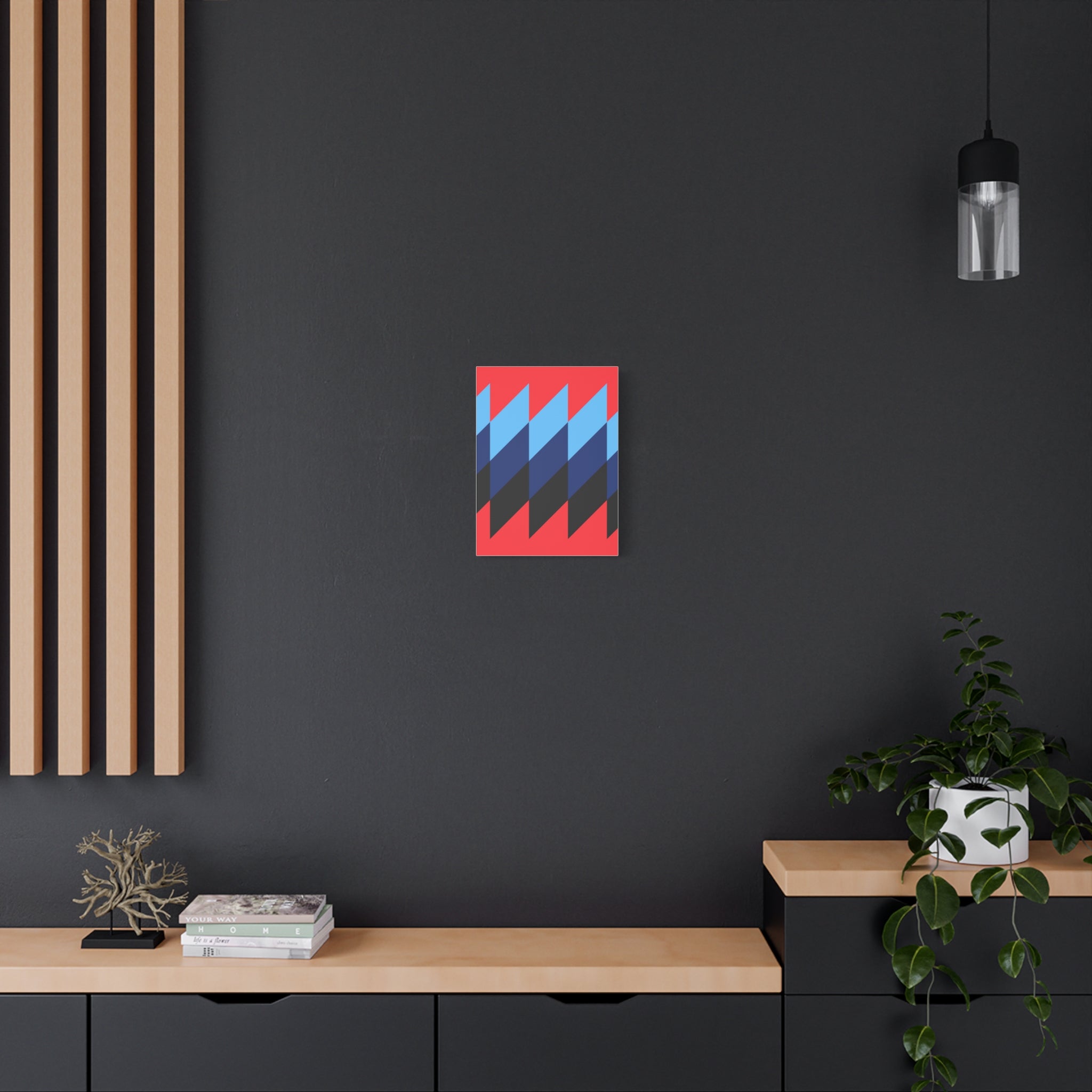 Abstract Geometric Red Canvas Art