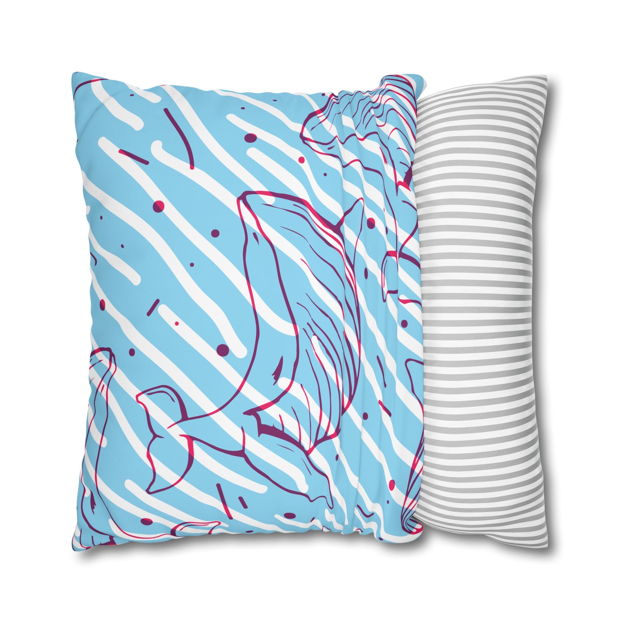 90s Whale Pillowcase - Pastel Blue