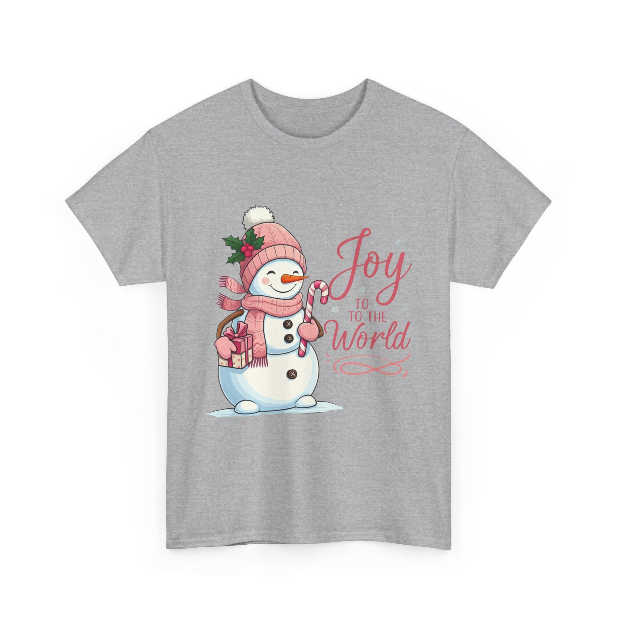 Pink Snowman Joy to the World Xmas Tee