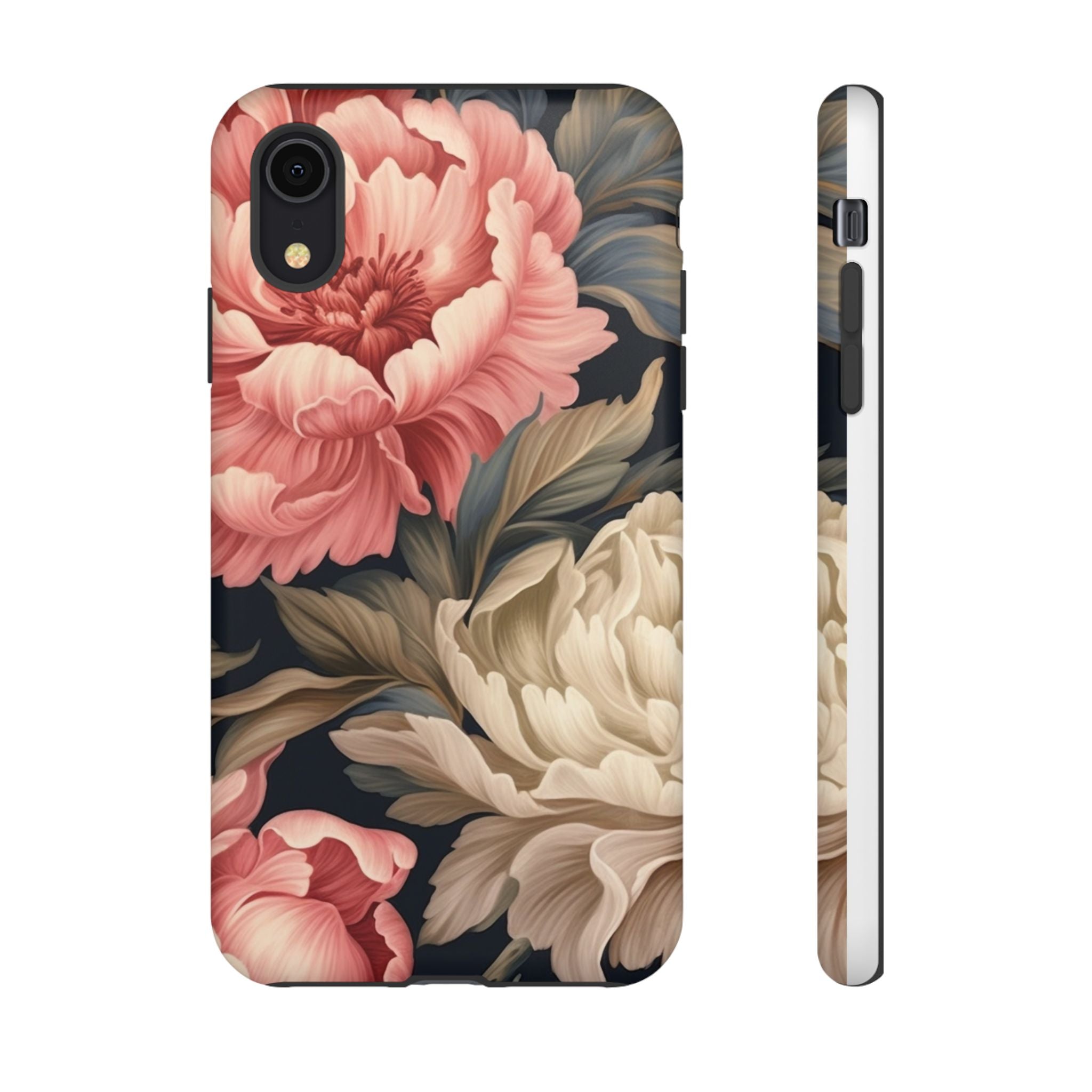 Blush Peony Floral iPhone Case - Hexagon Stone