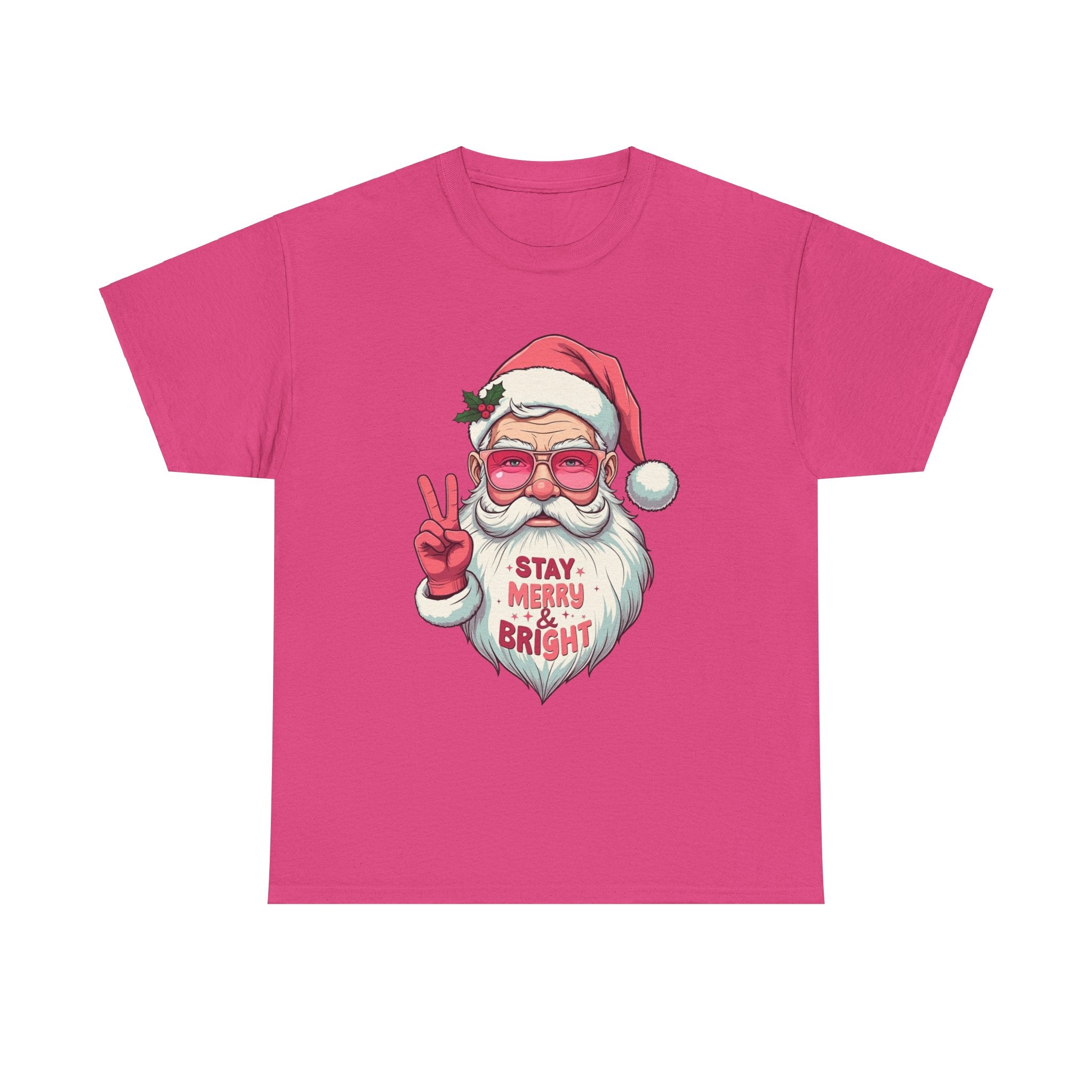 Pink Santa Sunglasses Xmas T-Shirt