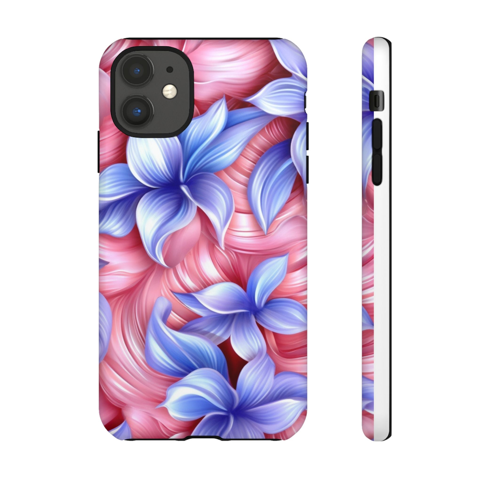 Dreamy Pink & Blue Floral iPhone Case - Hexagon Stone