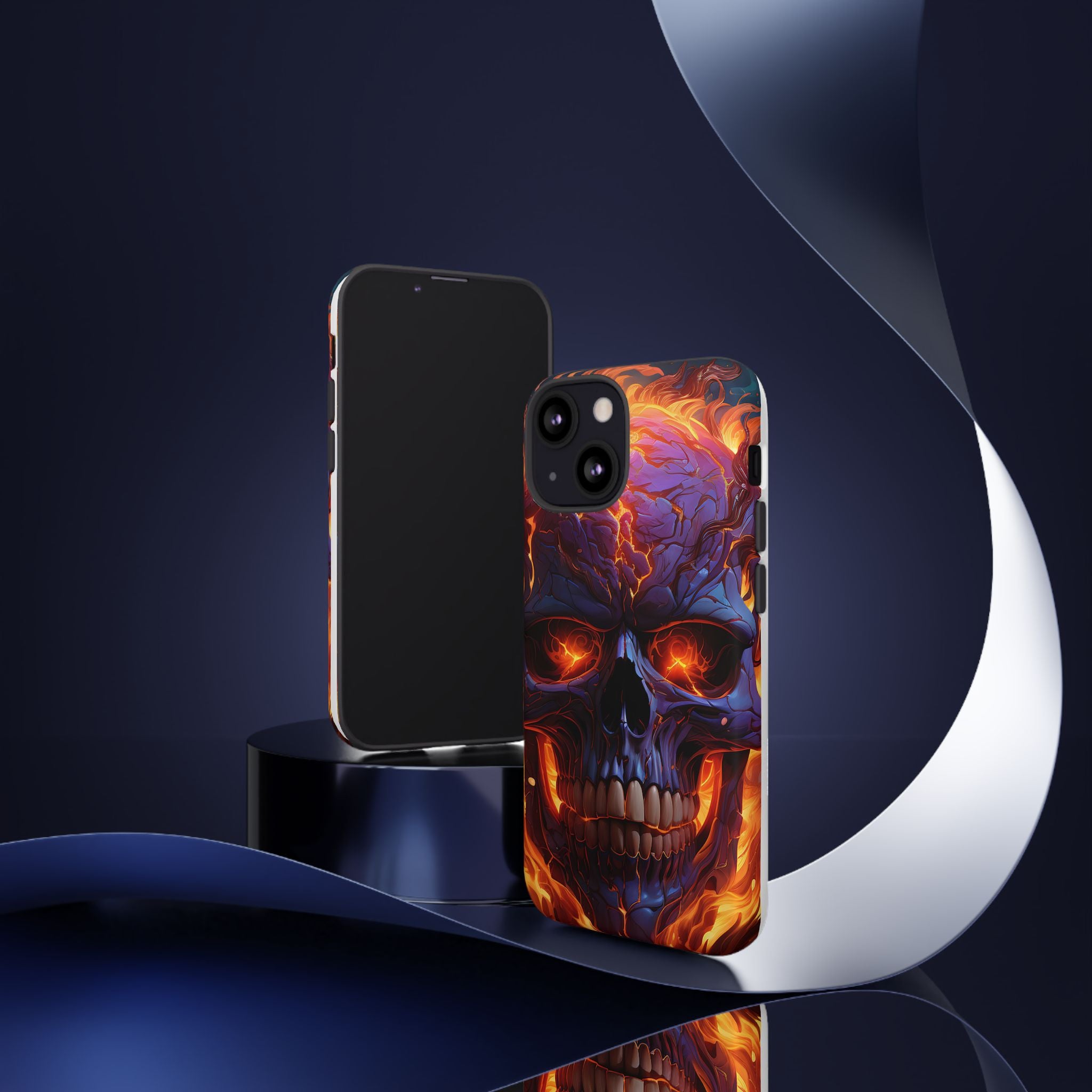 Fiery Skull Hexagon iPhone Case - Rugged Texture