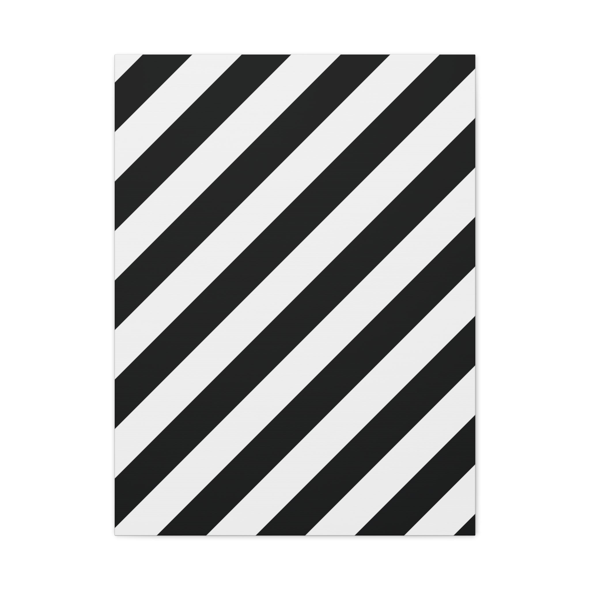 Modern Black & White Diagonal Stripe Canvas Art