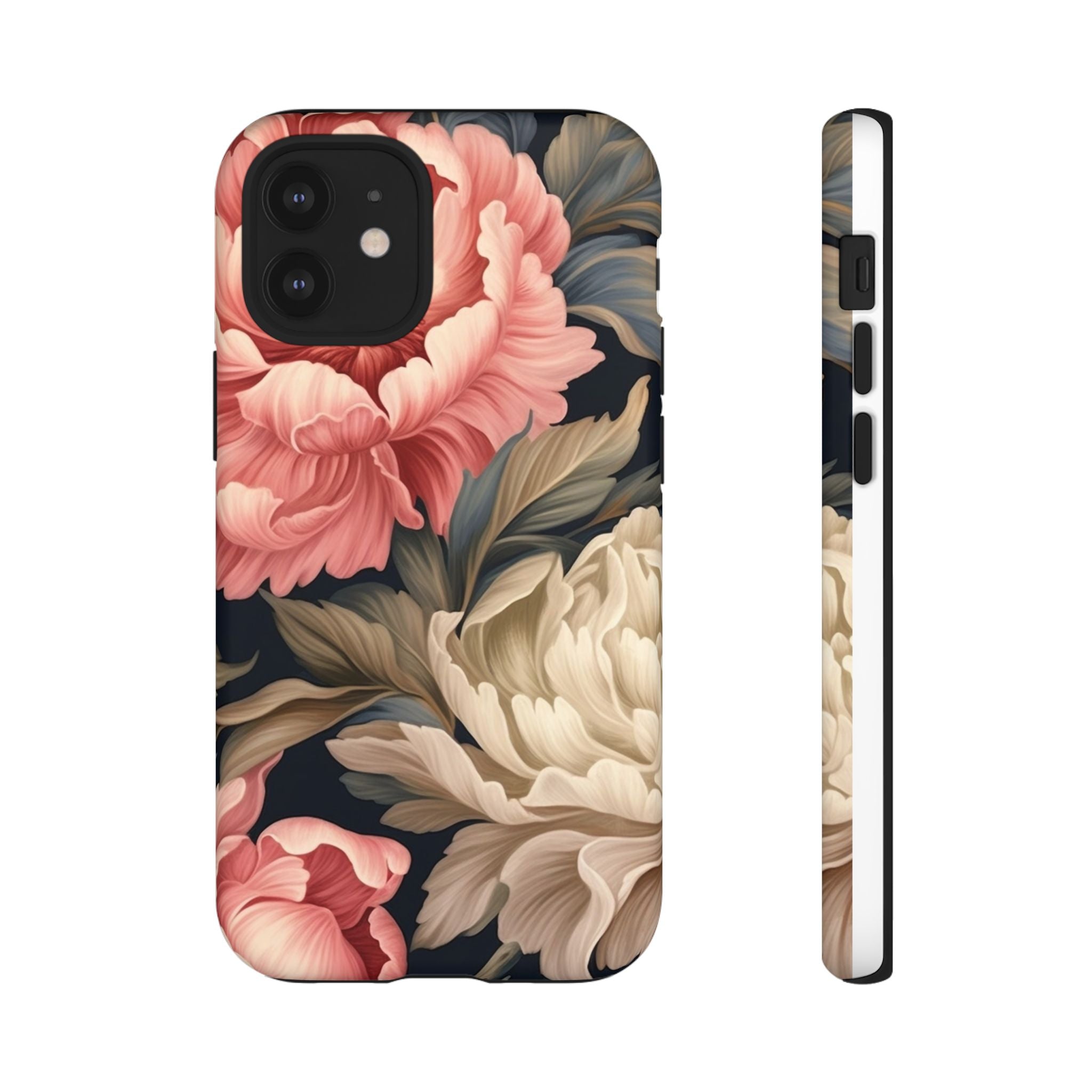 Blush Peony Floral iPhone Case - Hexagon Stone