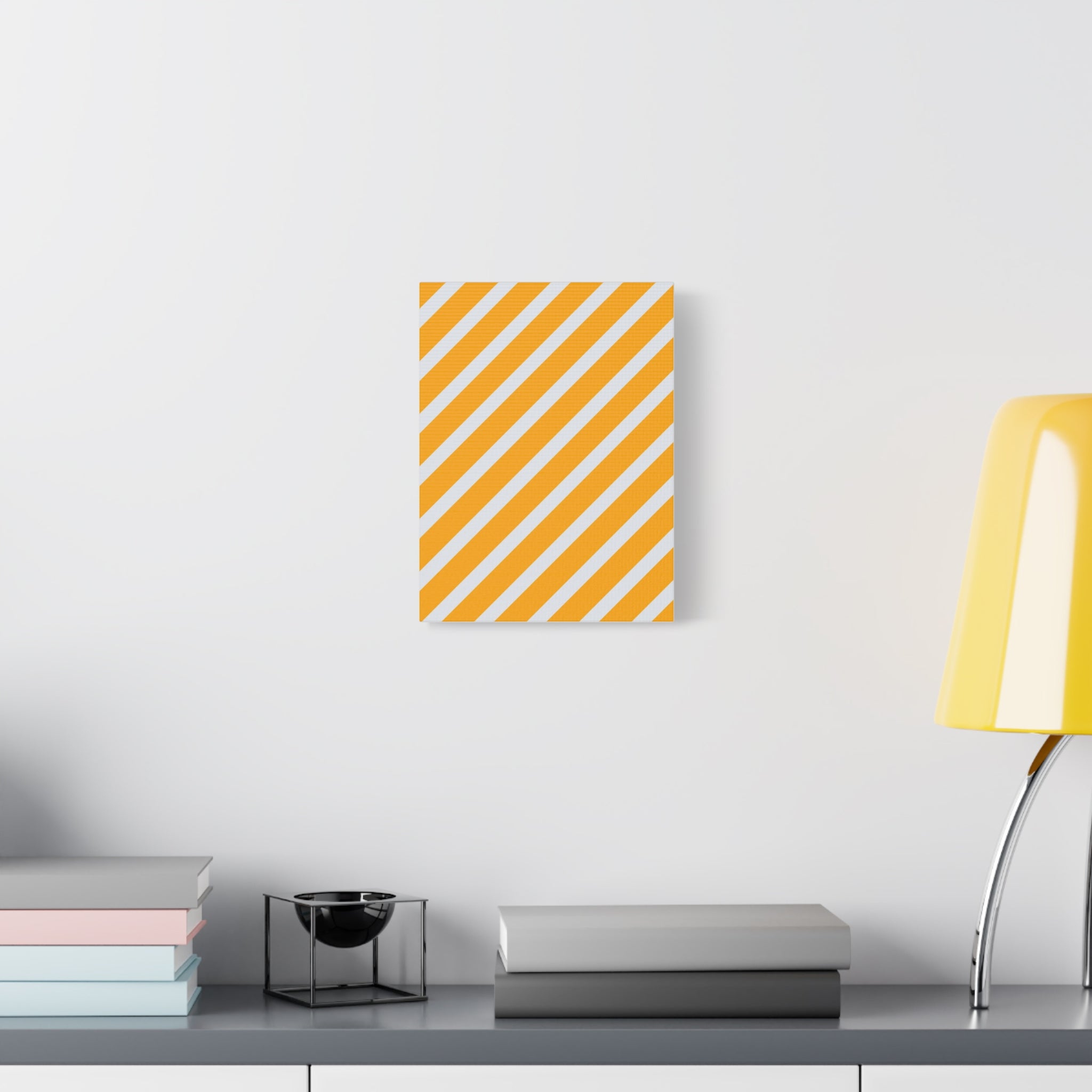 Orange & Gray Diagonal Stripe Canvas Art