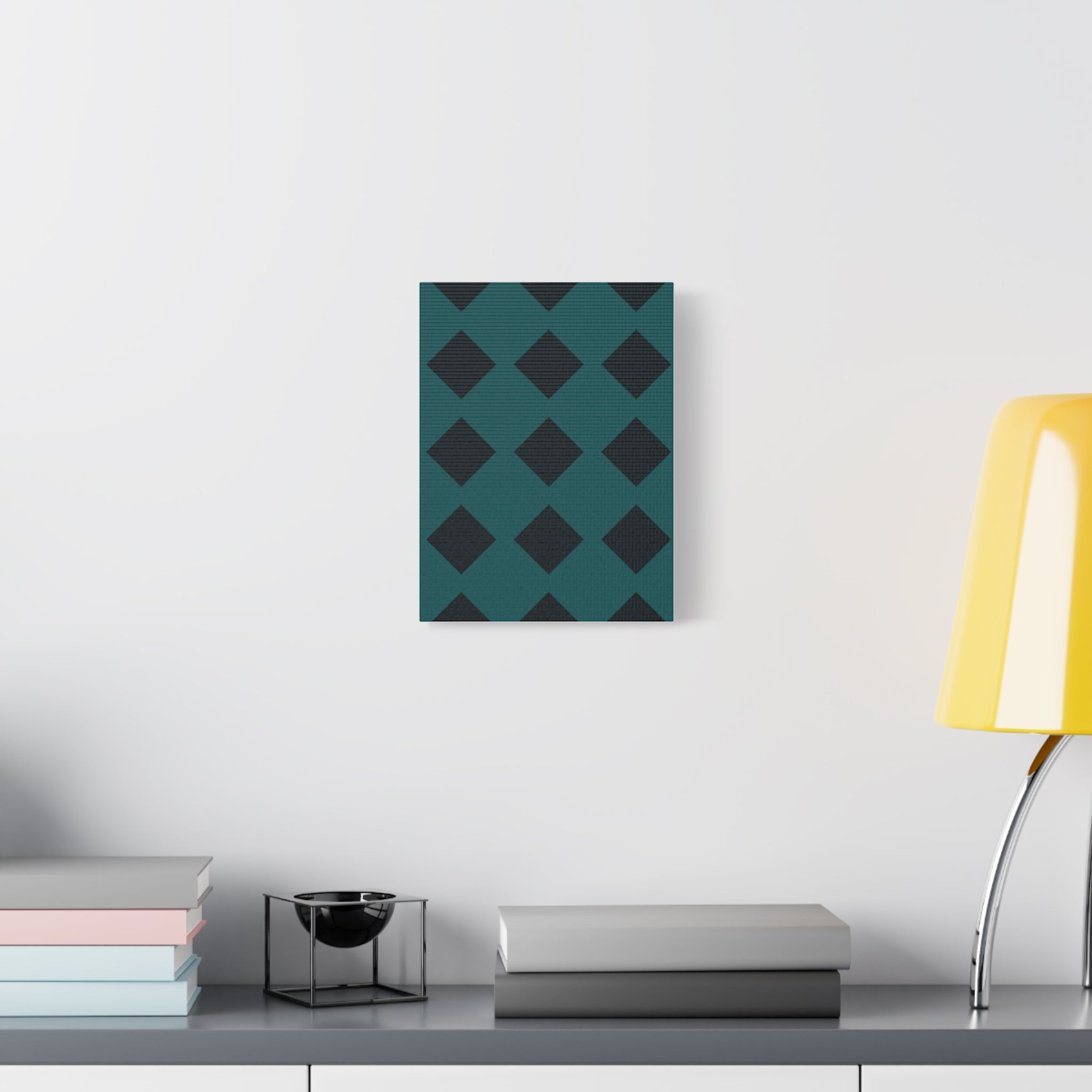 Teal Geometric Diamond Canvas Art