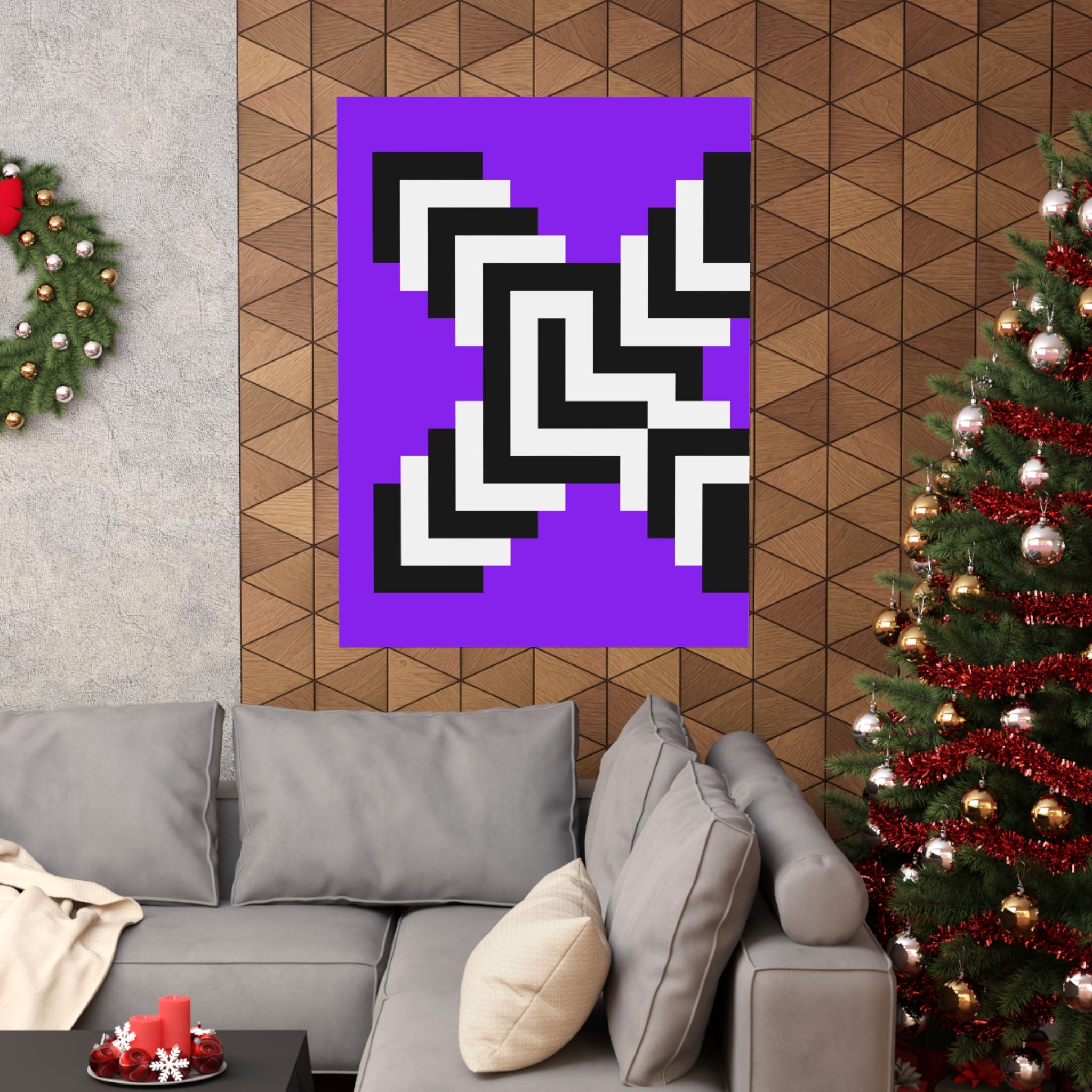 Geometric Pixel Art Purple Poster