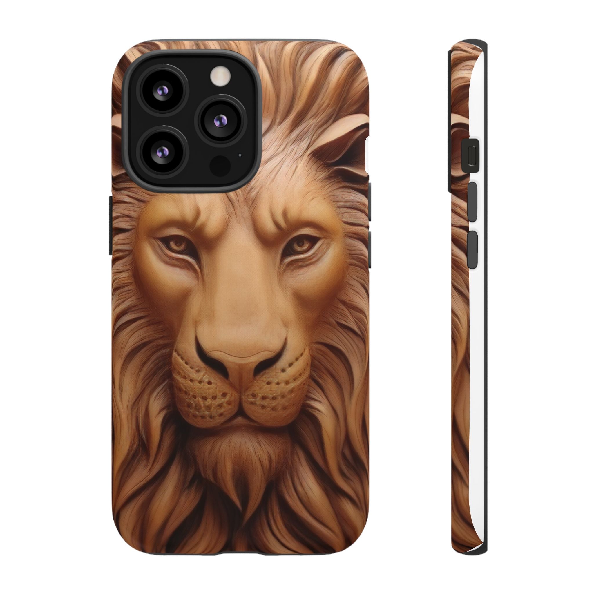 Majestic Lion Head Hexagon Stone iPhone Case