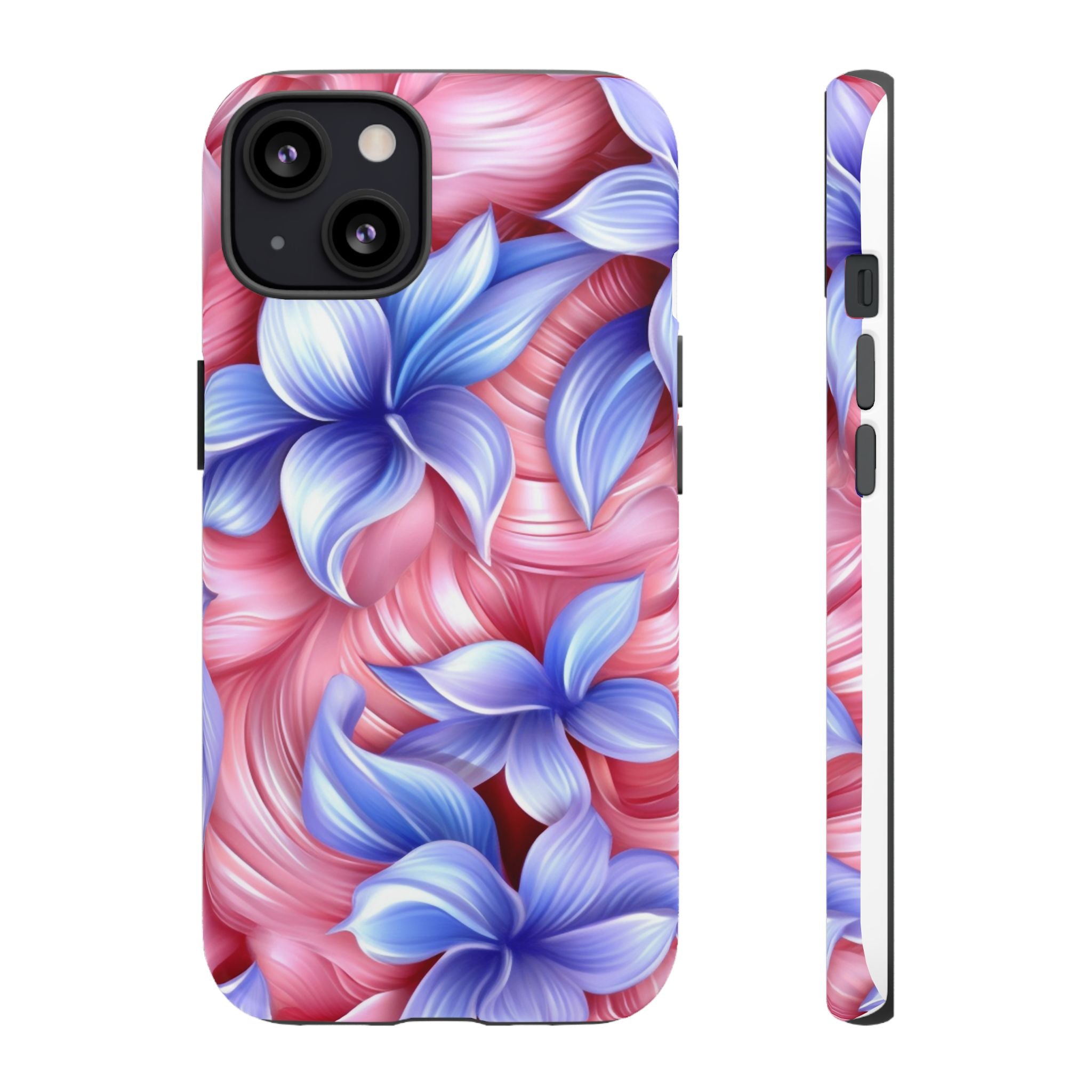 Dreamy Pink & Blue Floral iPhone Case - Hexagon Stone