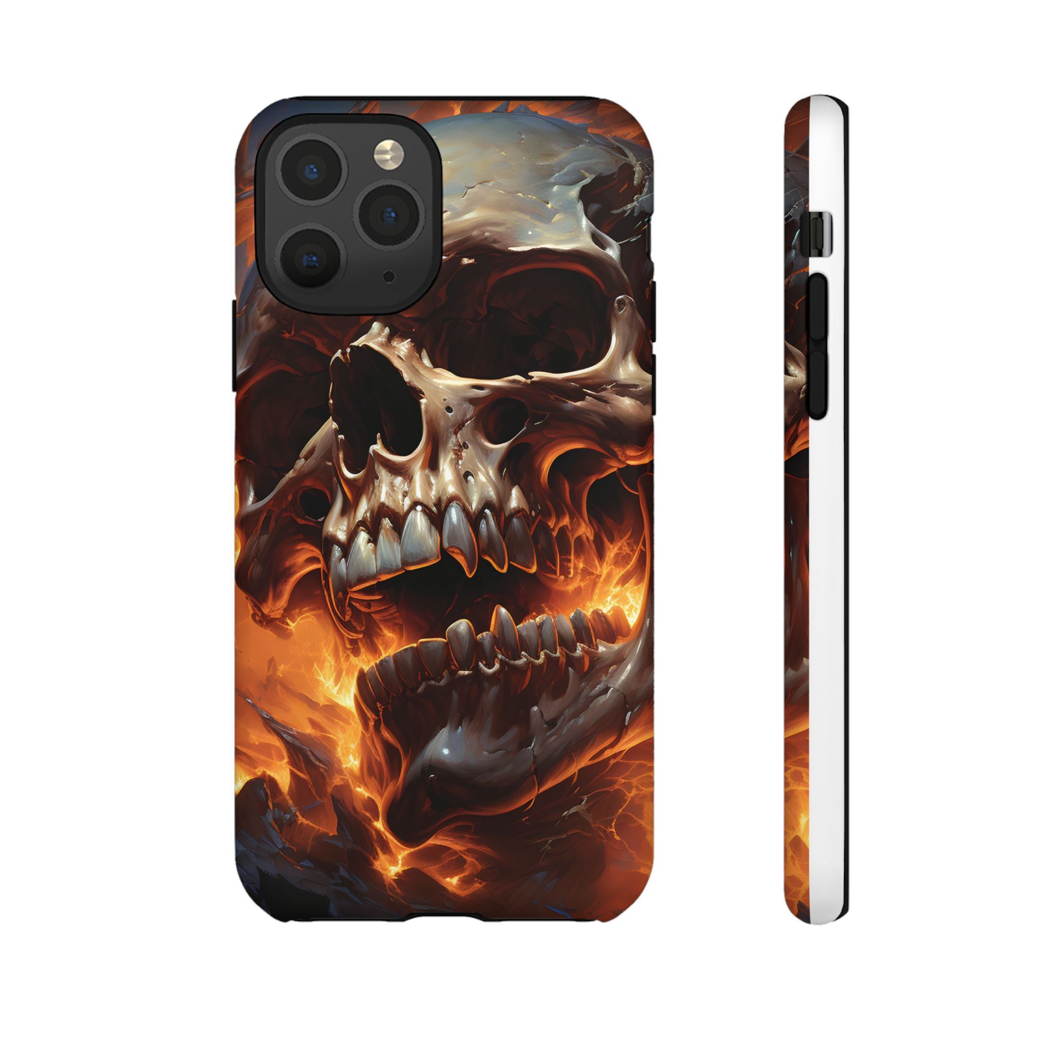 Fiery Skull Hexagon iPhone Case - Rugged