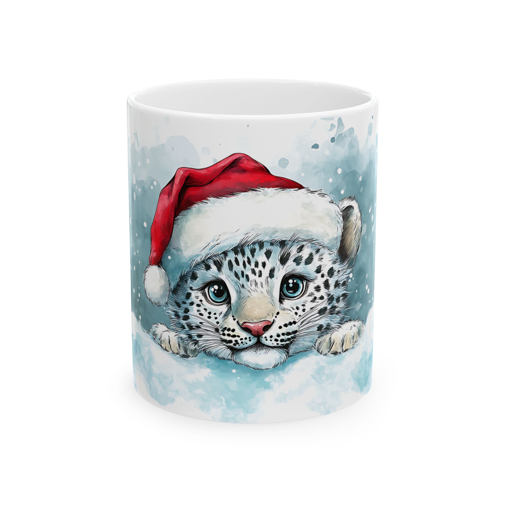 Snow Leopard Santa Mug