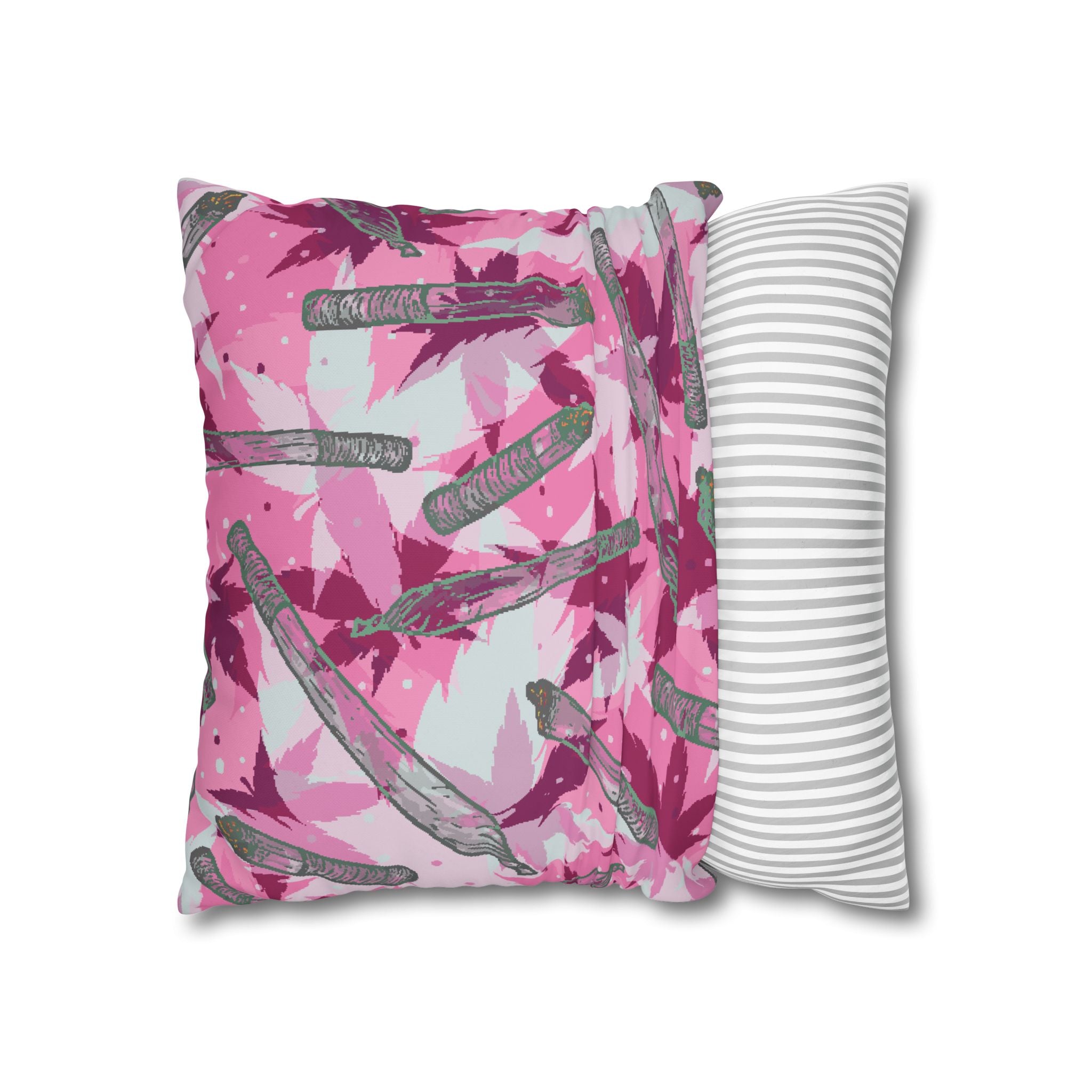 Pink Cannabis Leaf & Joint Pillowcase