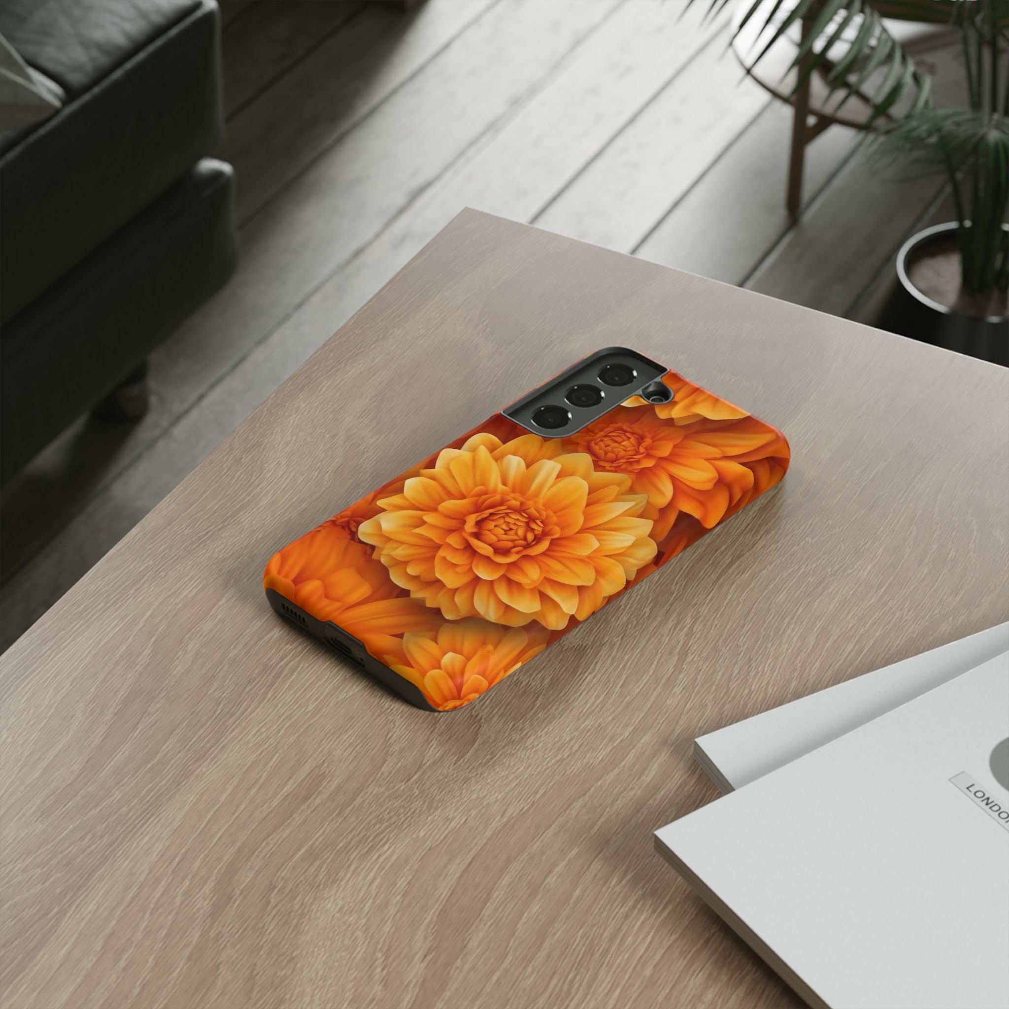 Orange Dahlia Bloom Samsung Case