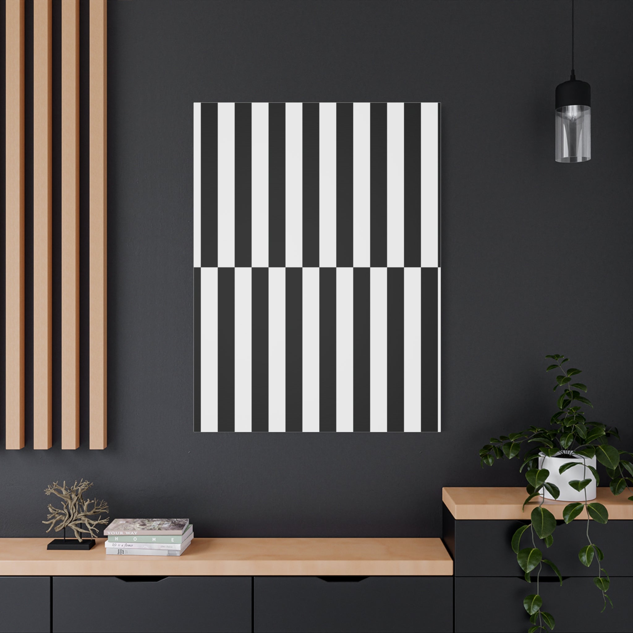 Op Art Shift: Black & White Stripe Canvas