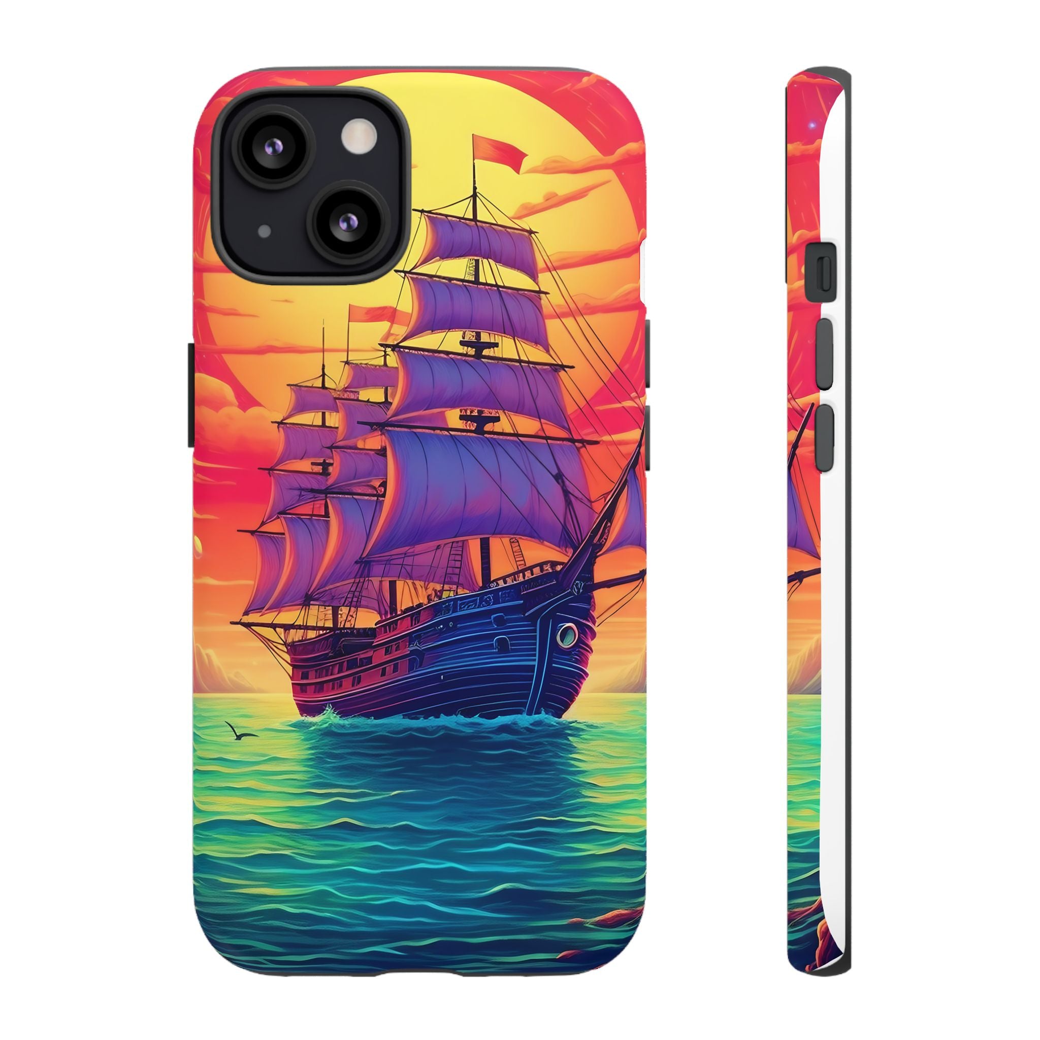 Sunset Galleon Hexagon Stone iPhone Case