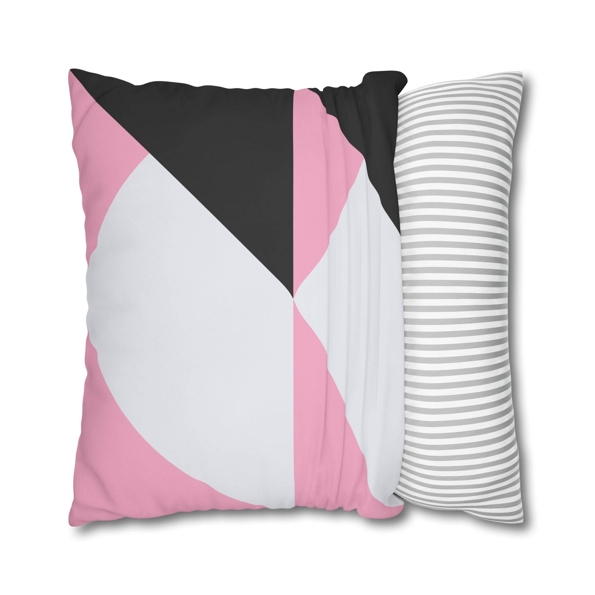 Geometric Triangle Pillowcase - Pink & Gray