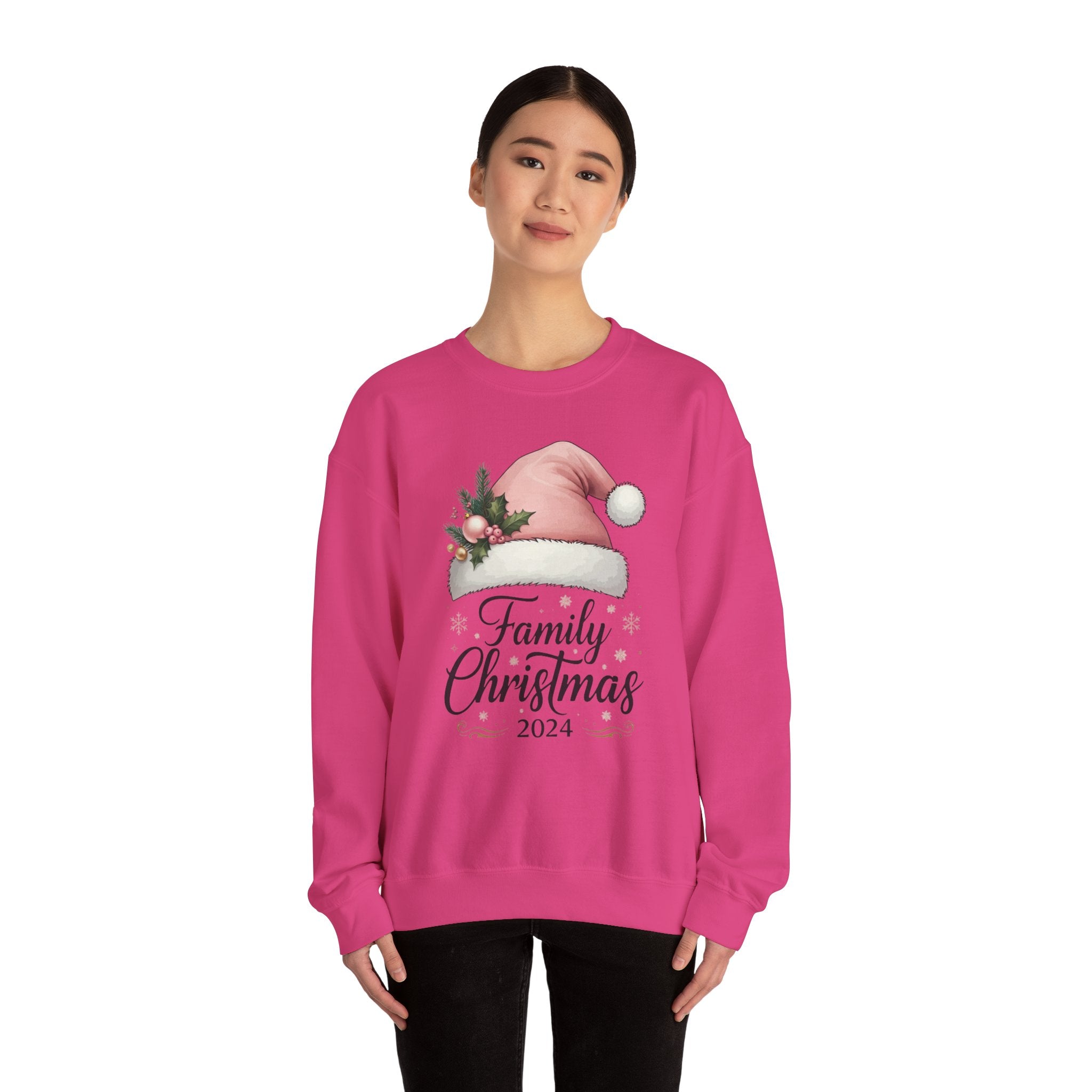 Pink Santa Hat Family Christmas 2024 Sweatshirt