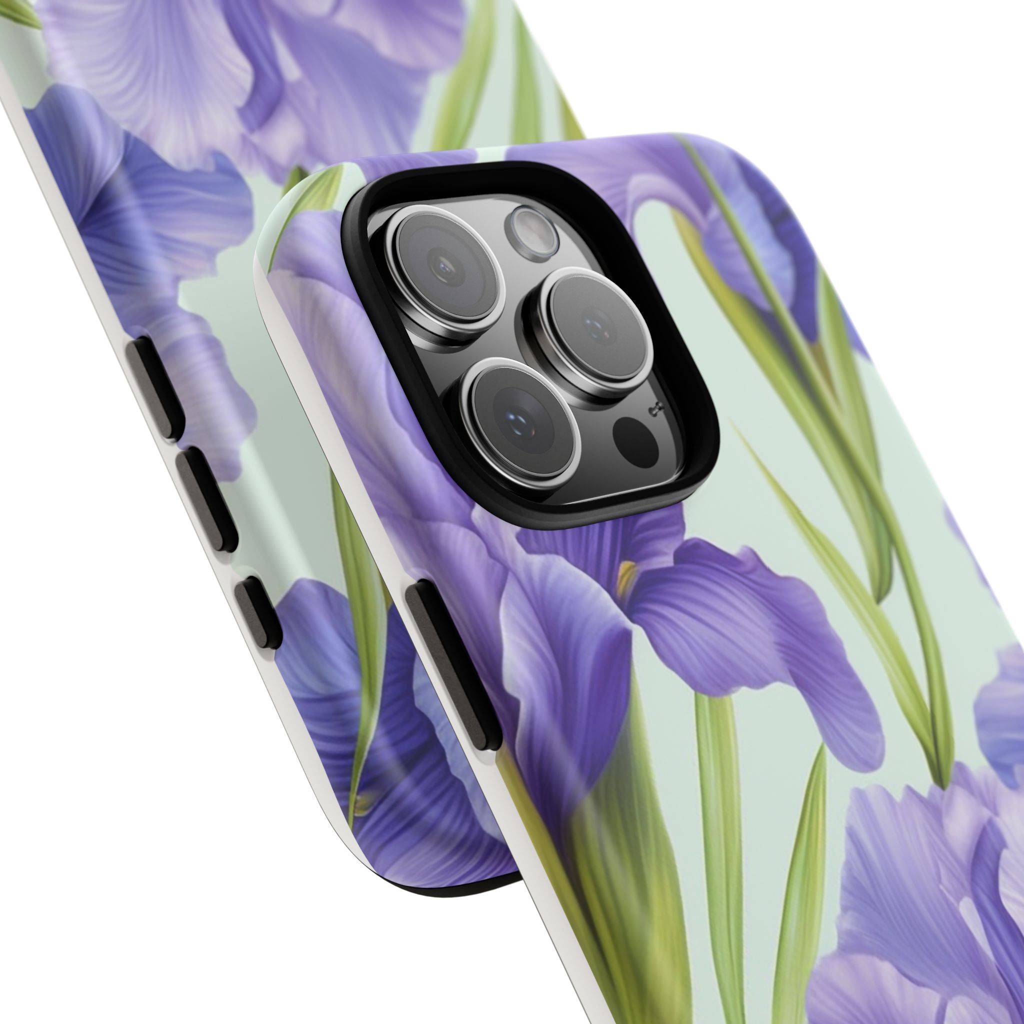 Purple Iris Floral iPhone Case - Hexagon Stone