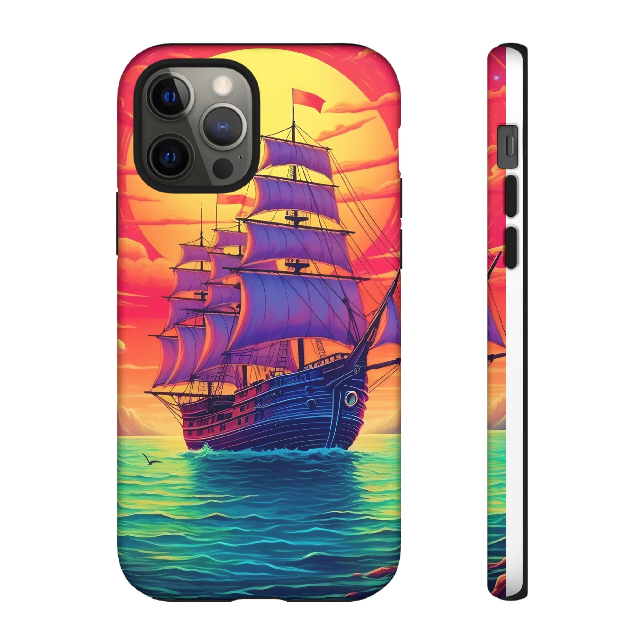 Sunset Galleon Hexagon Stone iPhone Case