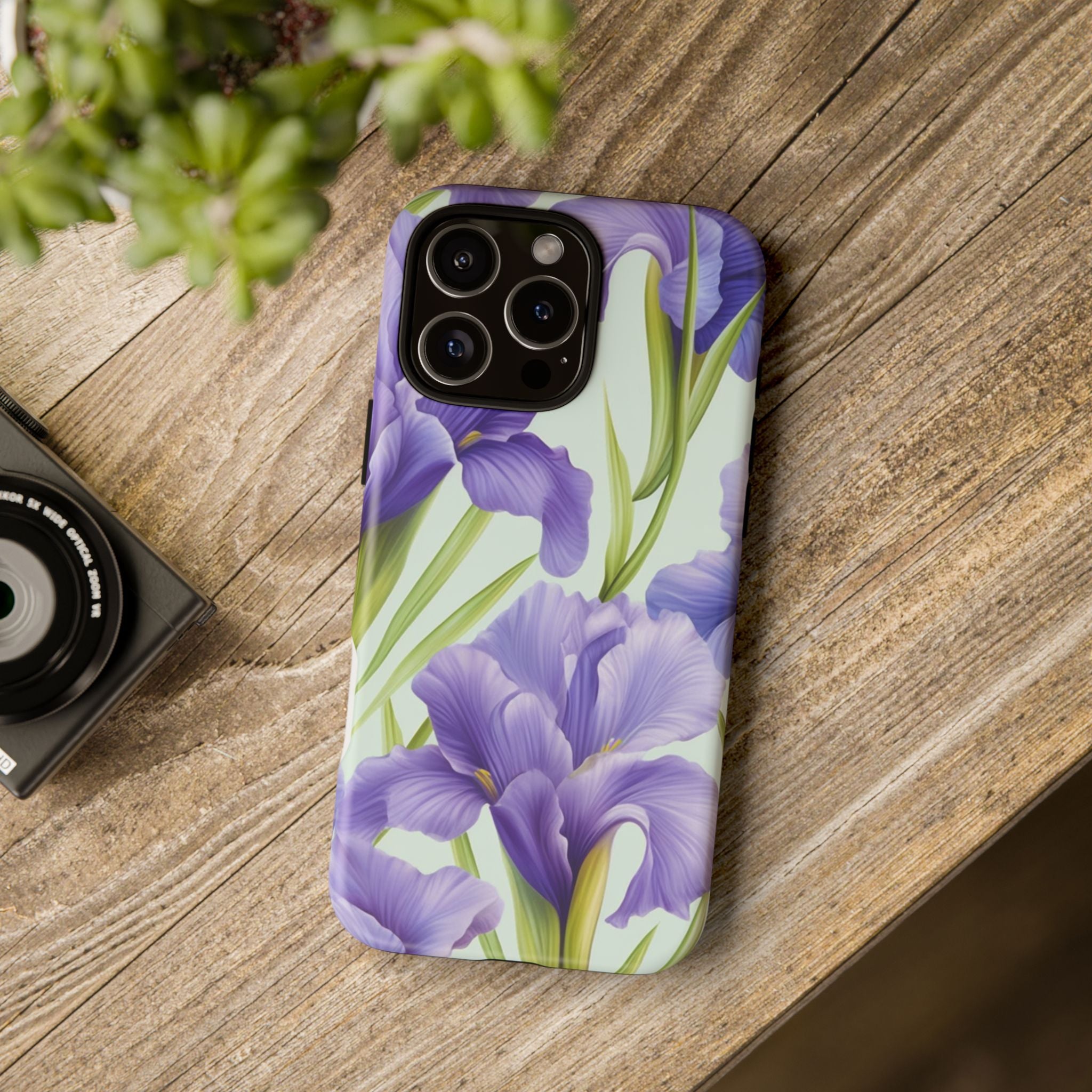 Purple Iris Floral iPhone Case - Hexagon Stone