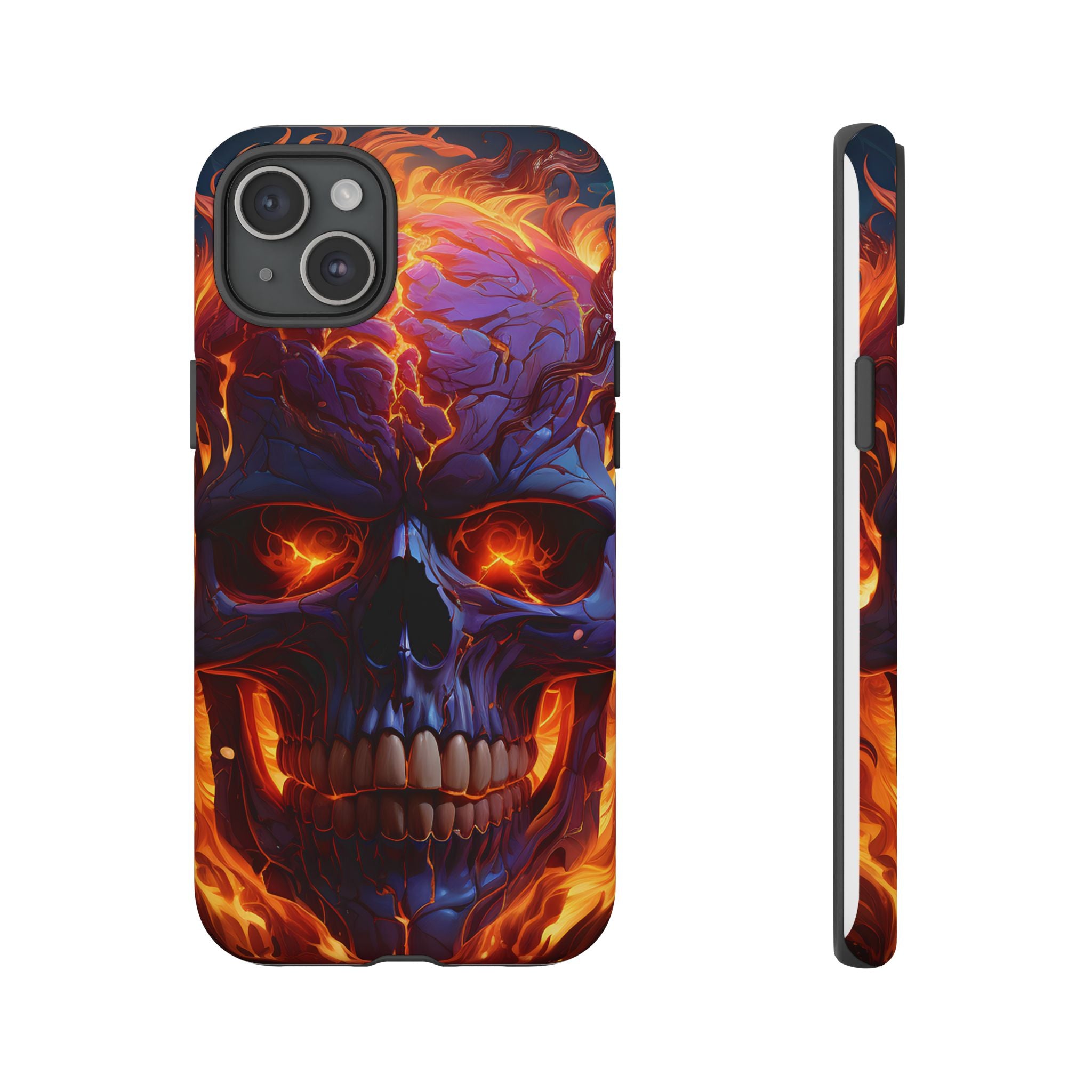 Fiery Skull Hexagon iPhone Case - Rugged Texture