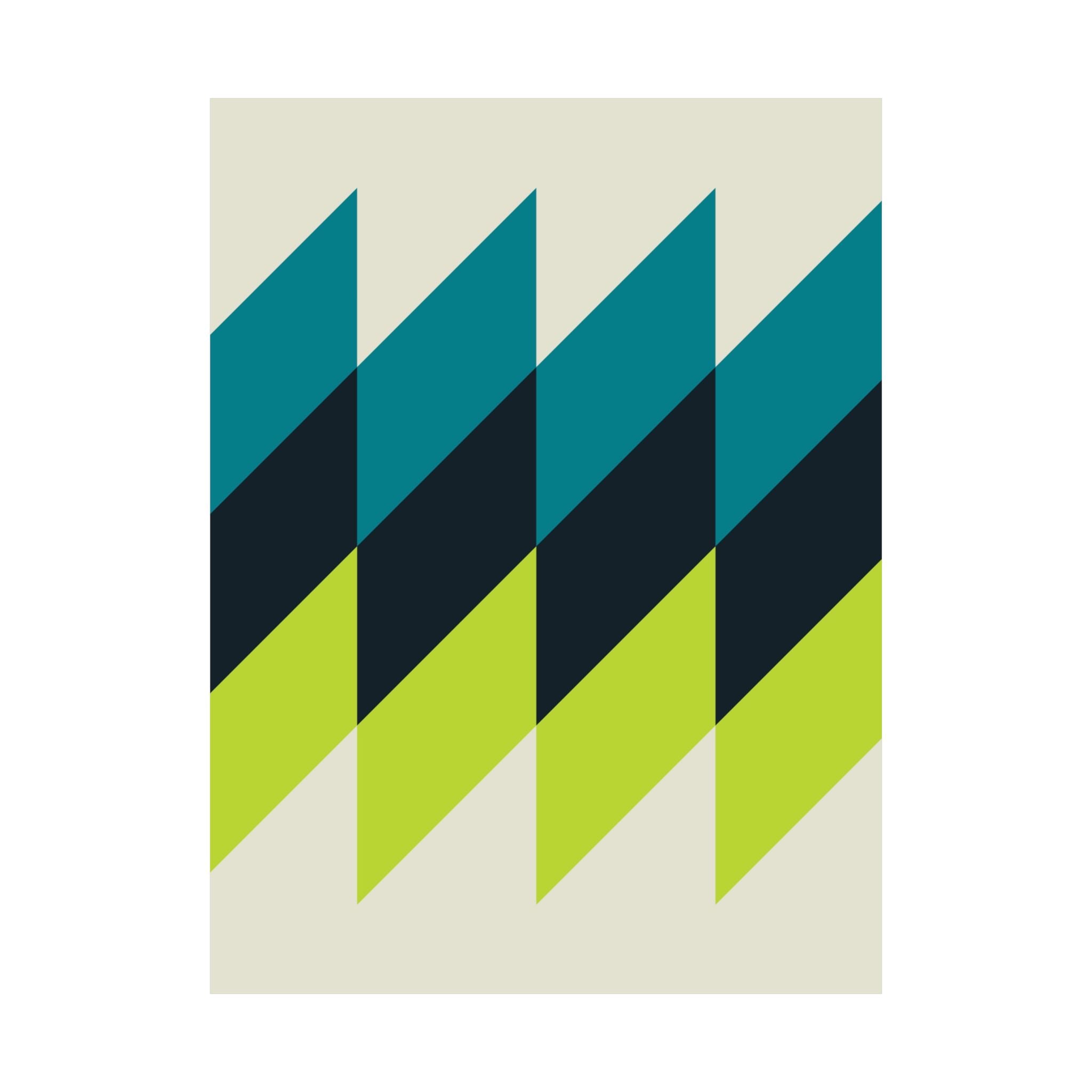 Geometric Teal & Lime Green Wave Poster