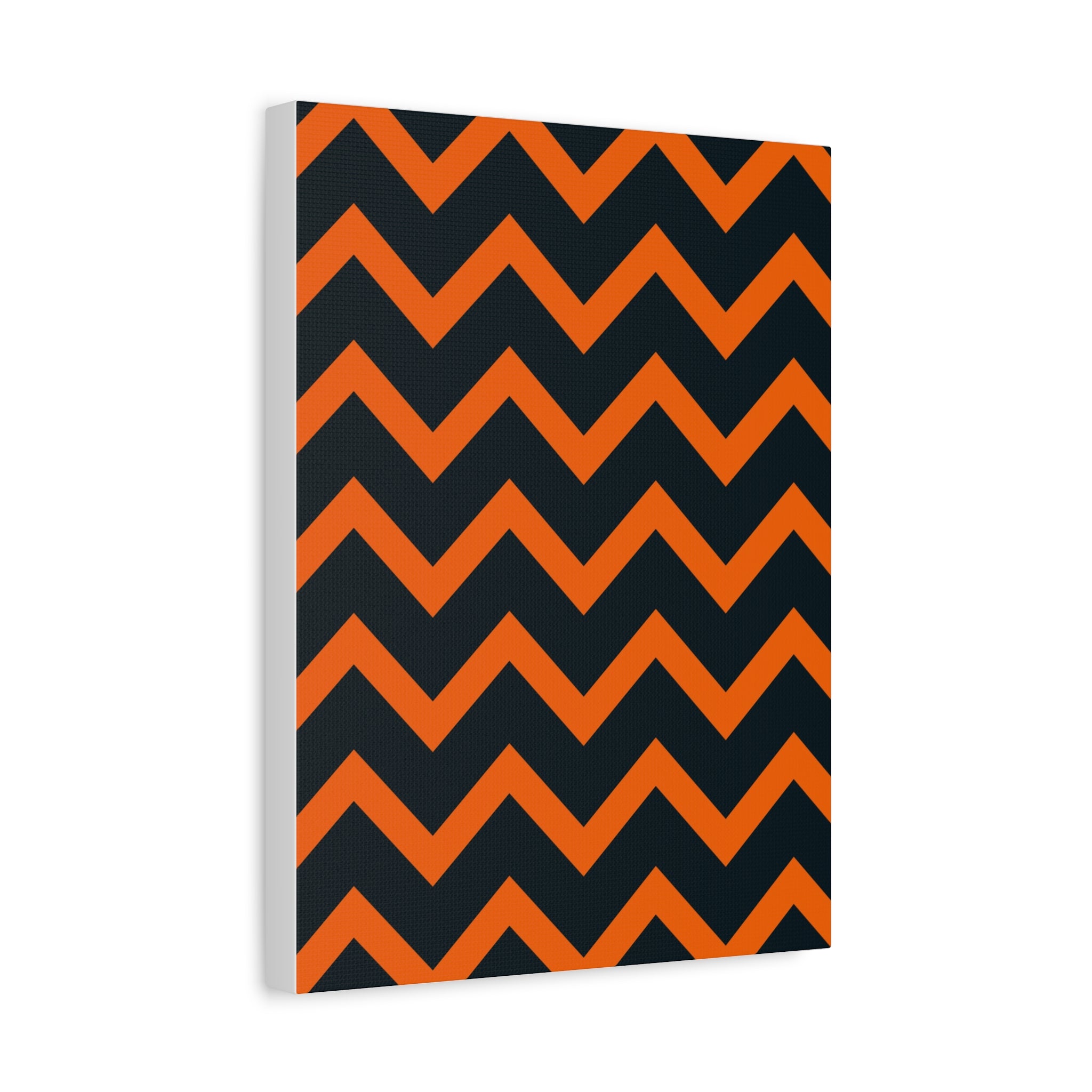 Orange & Navy Chevron Matte Canvas Art