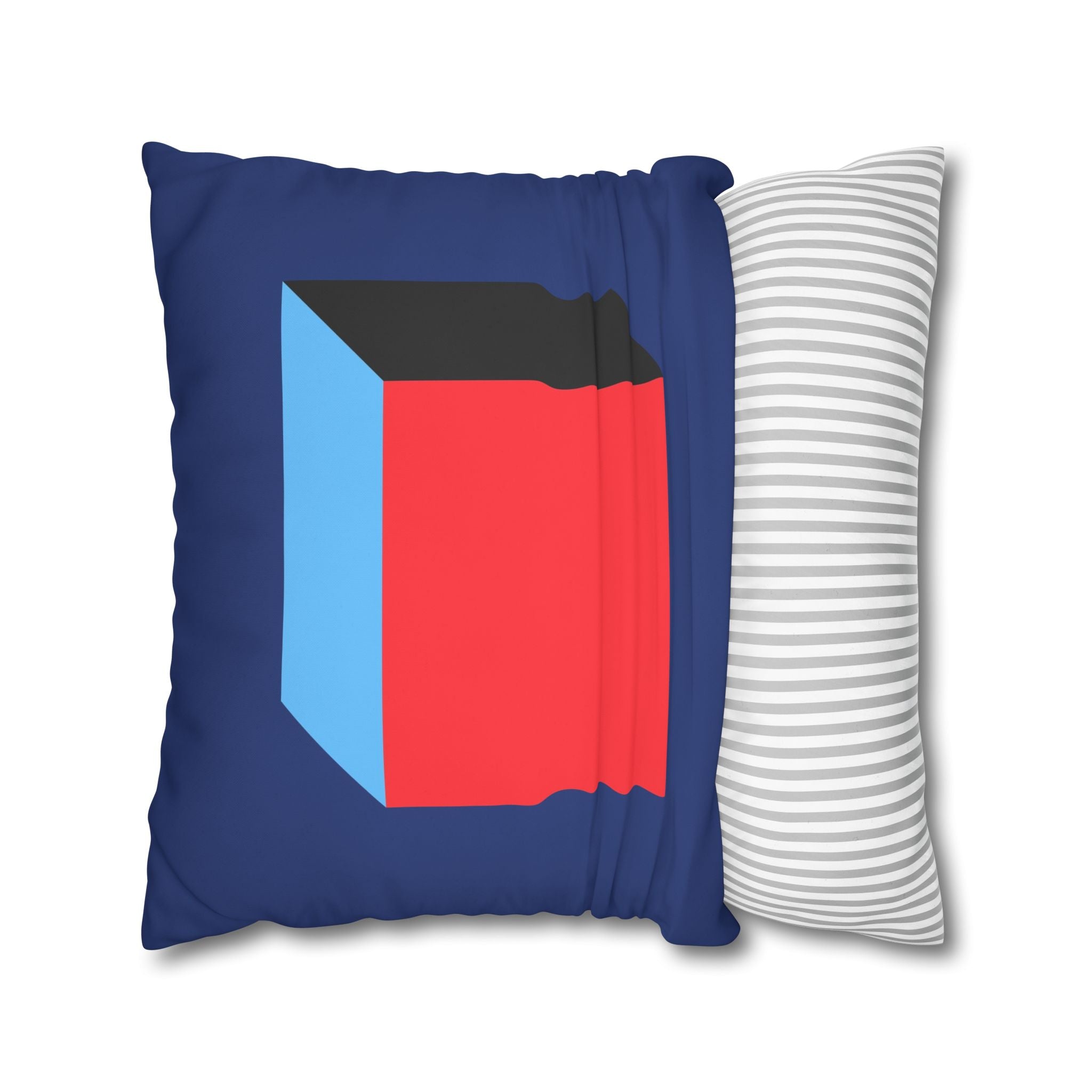 Geometric Cube Pillowcase - Red & Blue