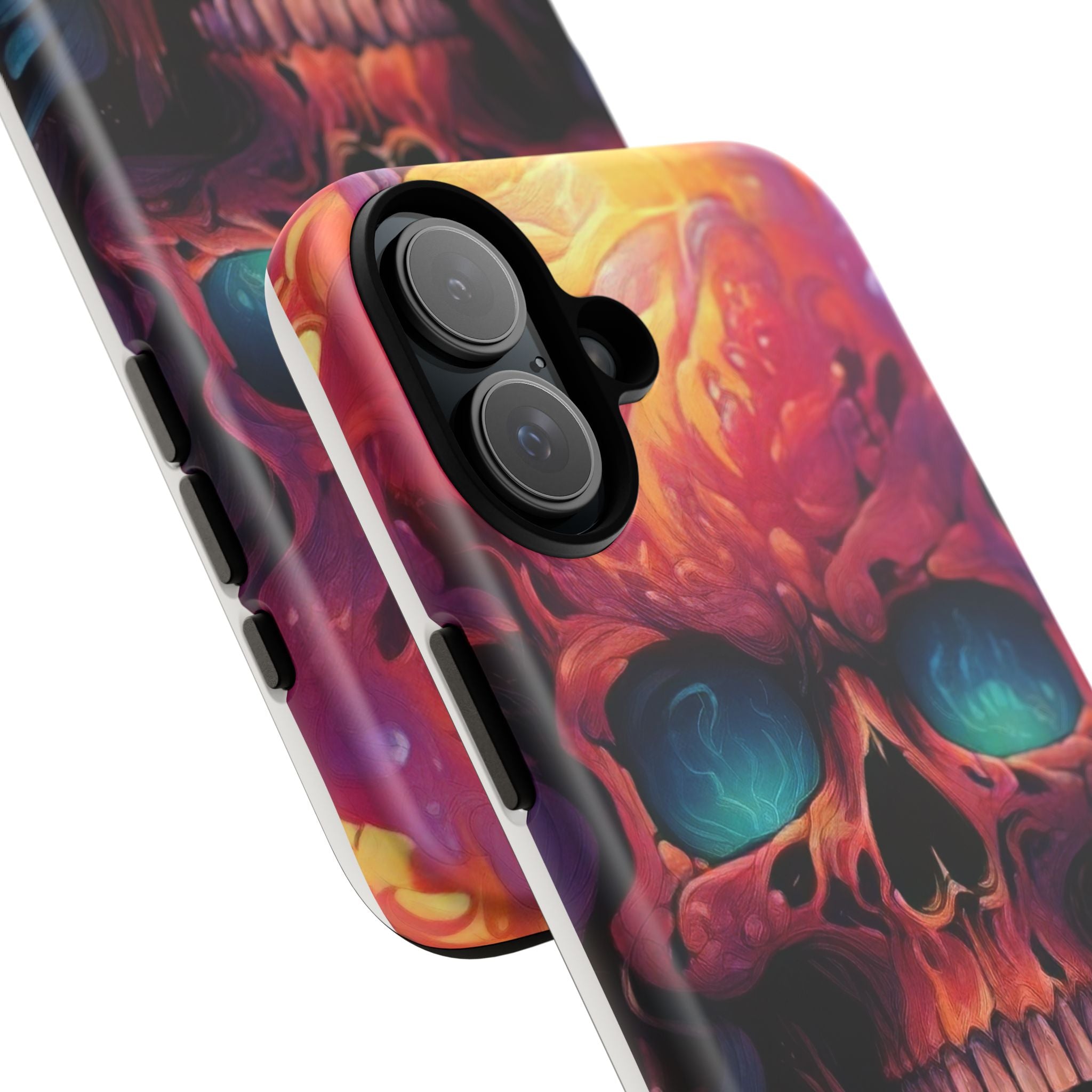 Fiery Skull Hexagon iPhone Case - Rugged Texture