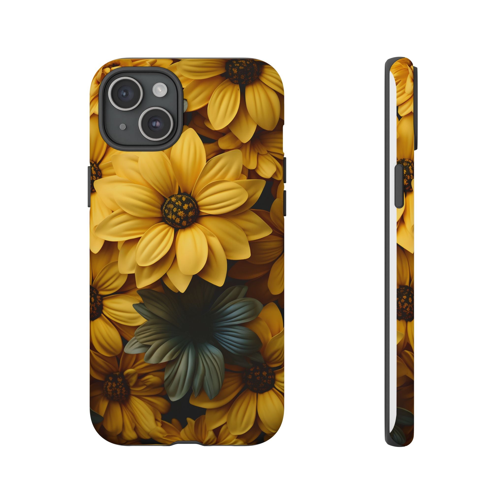 Golden Bloom Hexagon iPhone Case - Rugged Texture