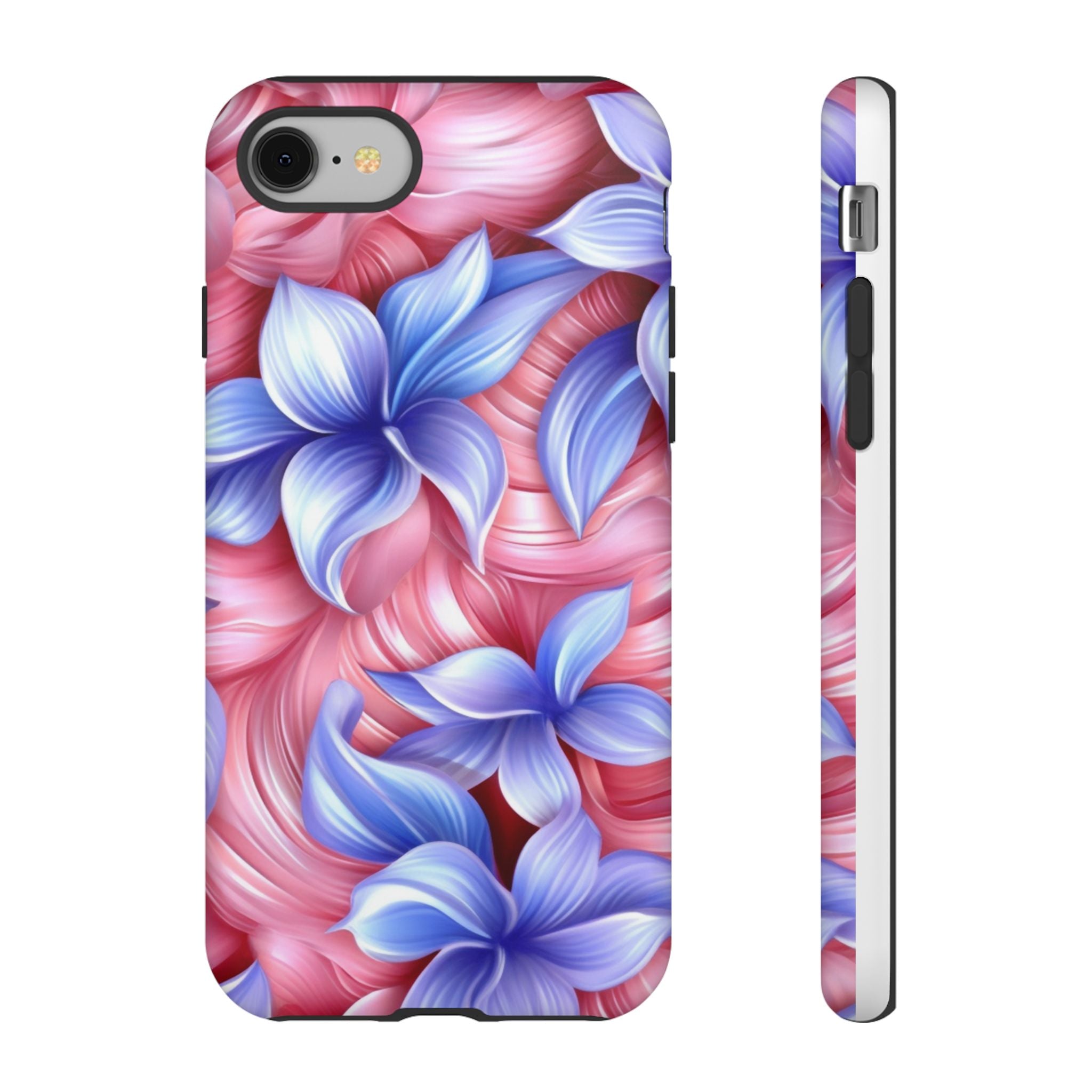 Dreamy Pink & Blue Floral iPhone Case - Hexagon Stone