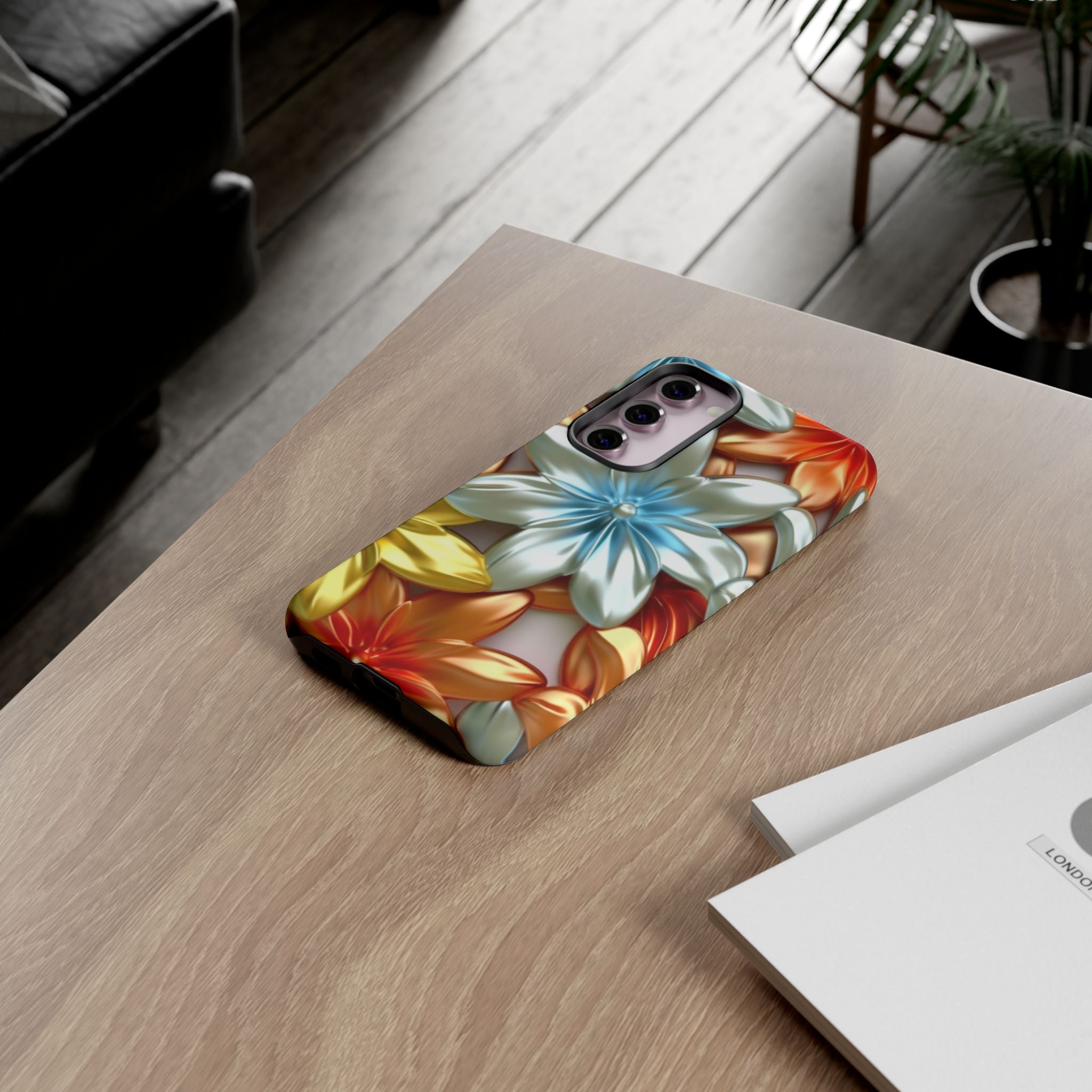 Metallic Flower Samsung Case - Stylish & Modern