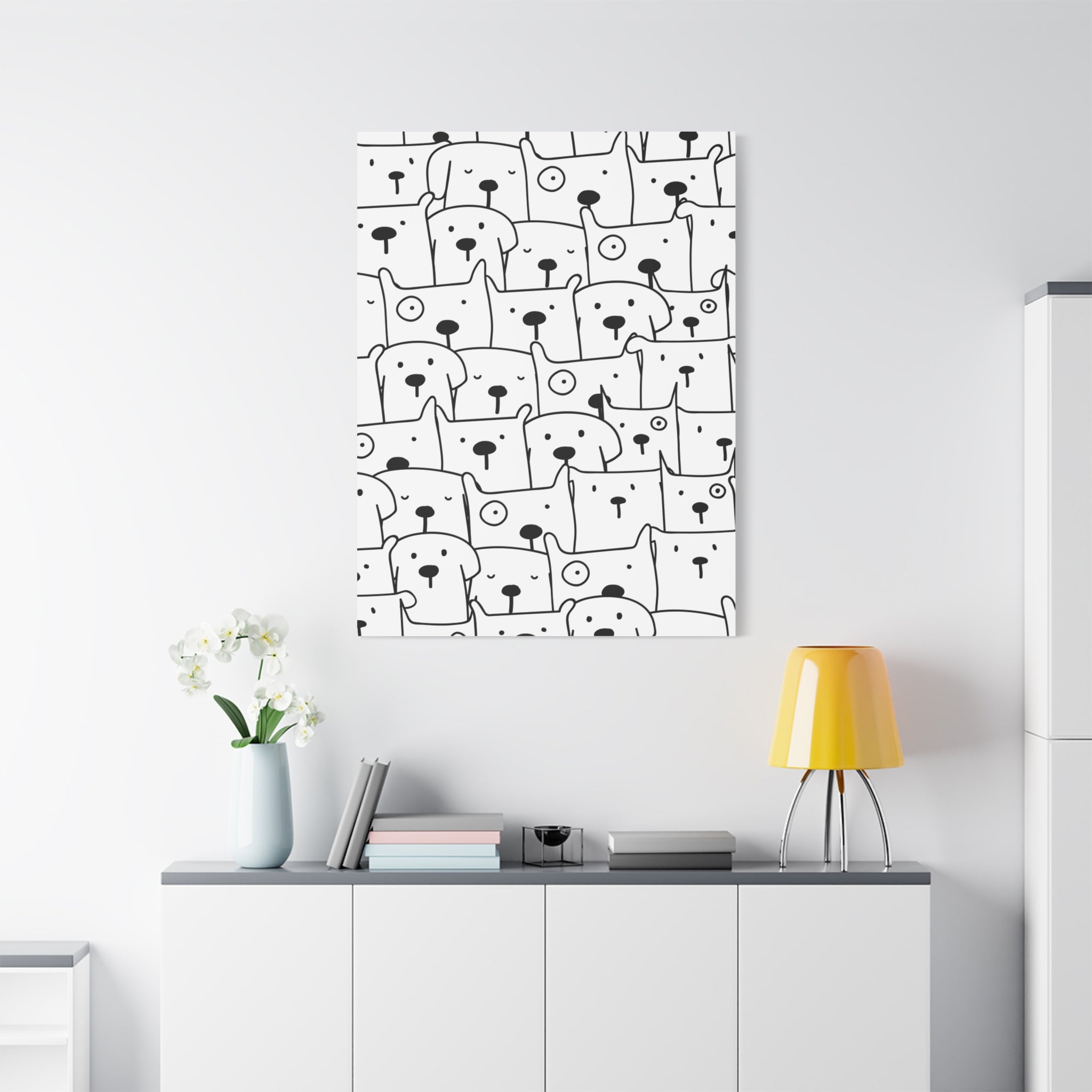 Cute Puppy Canvas Art - Dog Pattern