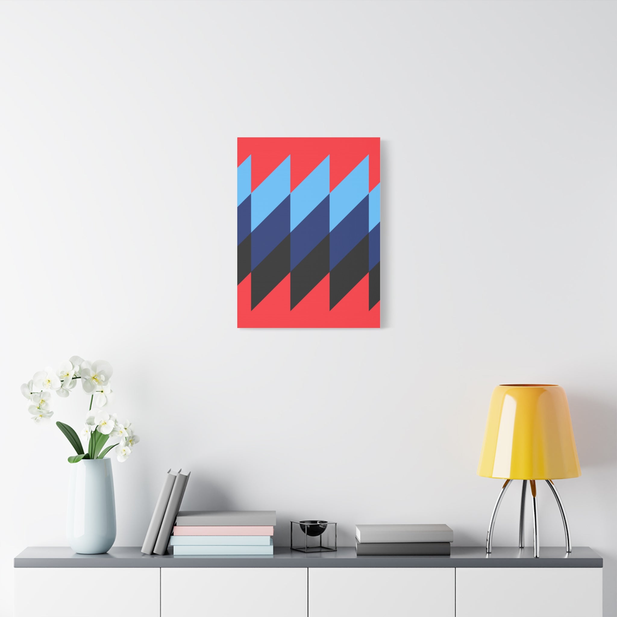 Abstract Geometric Red Canvas Art