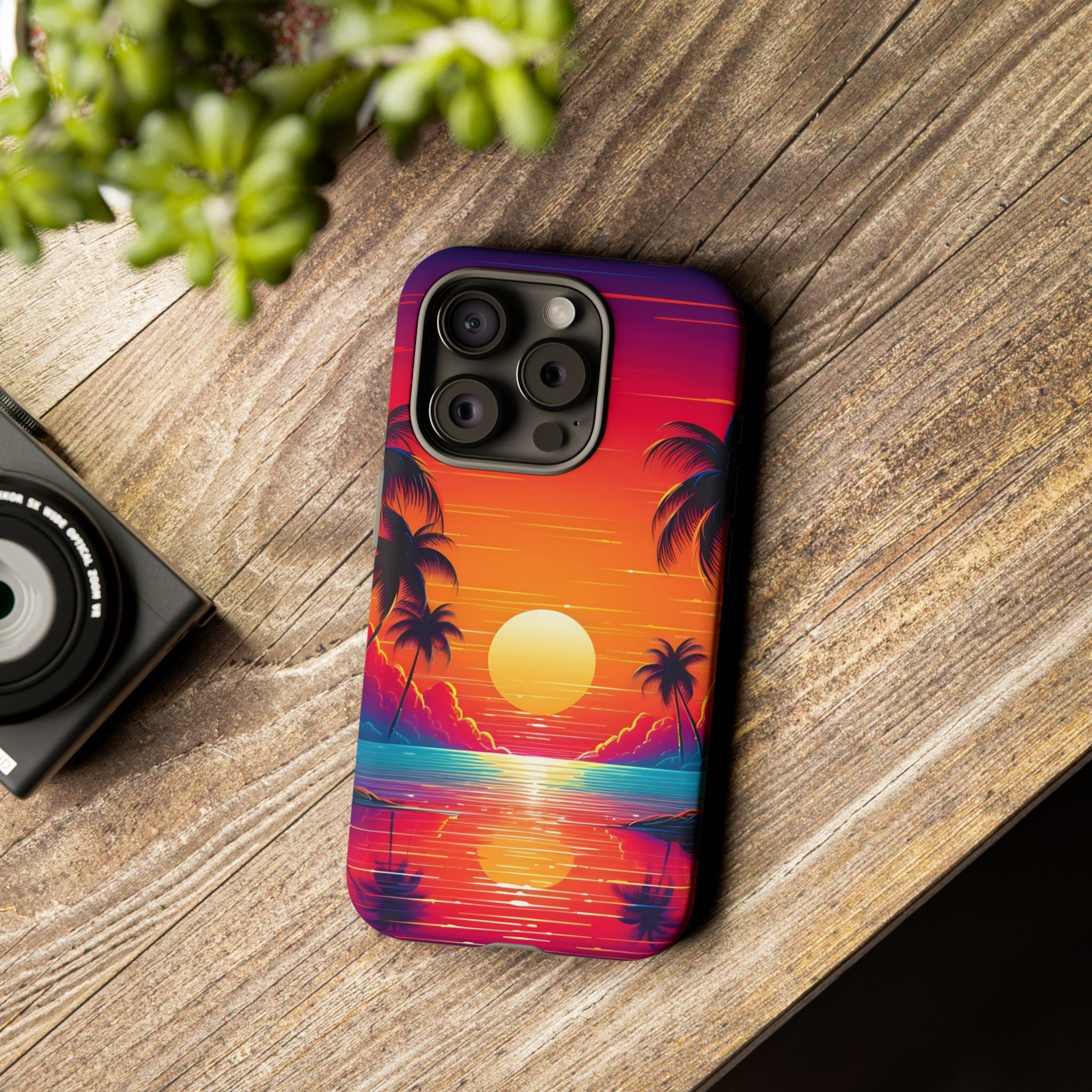 Sunset Palm Beach iPhone Case - Hexagon Stone