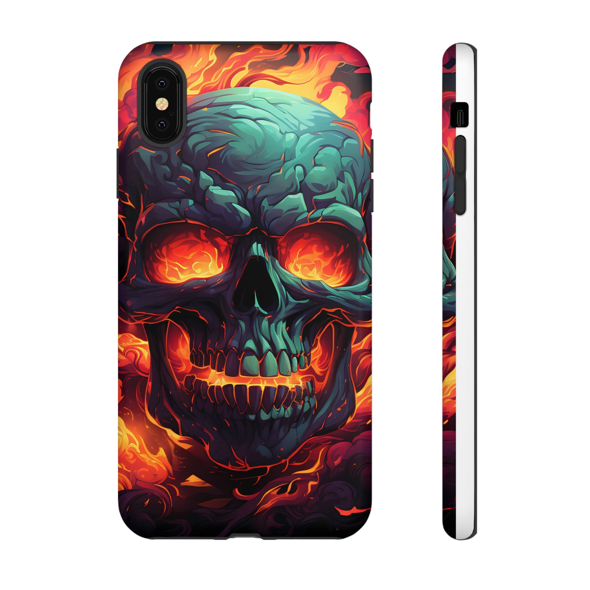 Fiery Skull Hexagon iPhone Case - Rugged